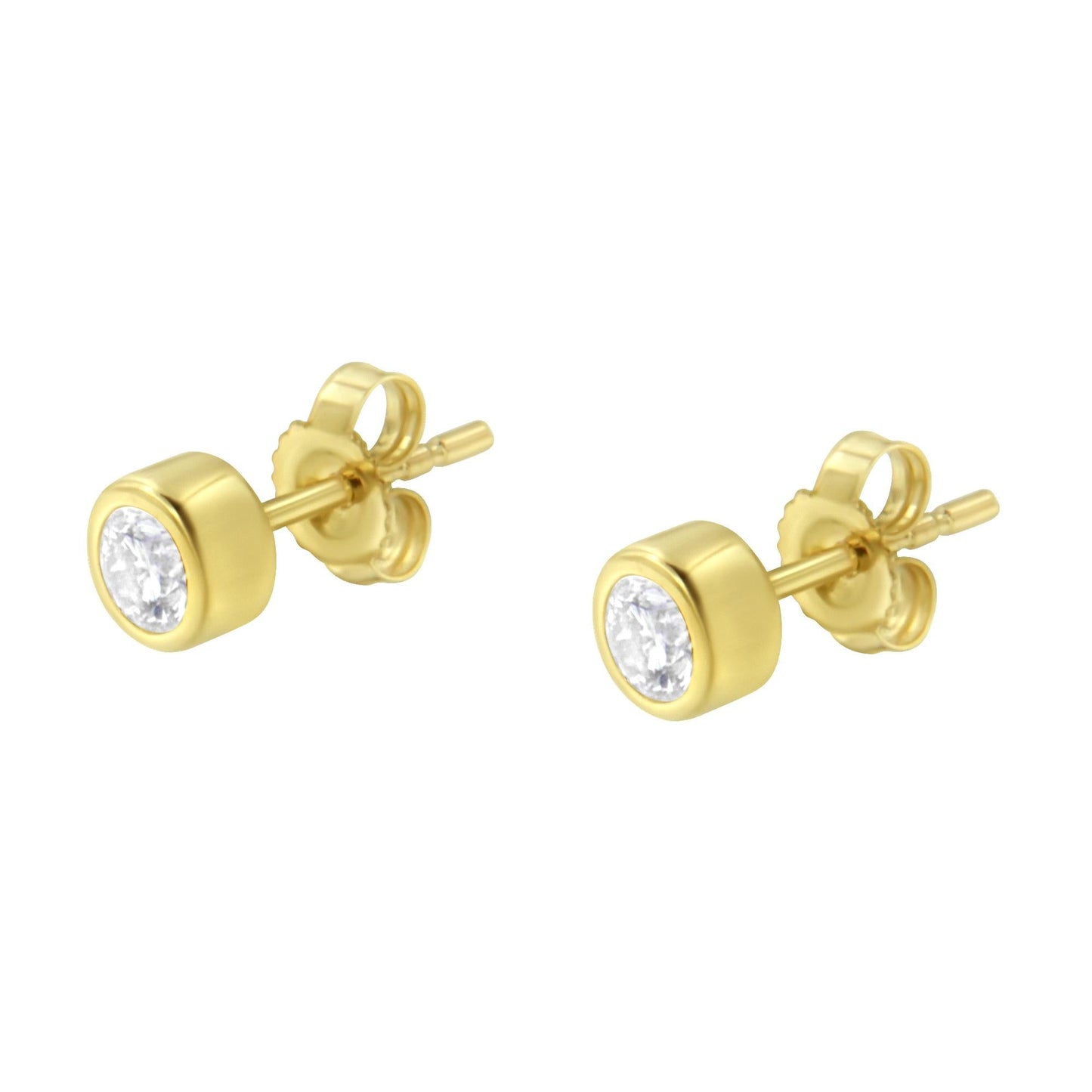 10K Gold 0.30 Cttw Round Brilliant-Cut Near Colorless Diamond Bezel-Set Stud