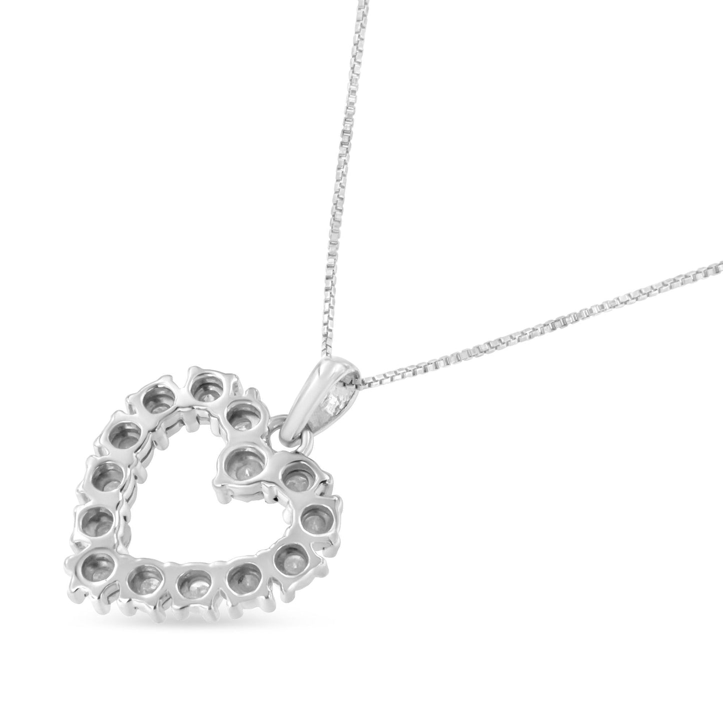 .925 Sterling Silver 1/3 Cttw Diamond Miracle-Set Open Heart 18’’ Pendant