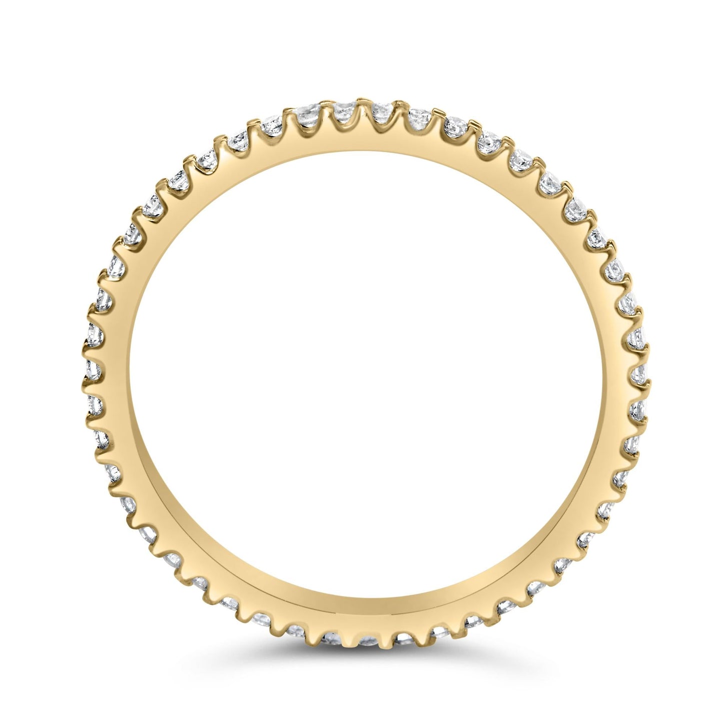 14K Yellow Gold Shared Prong Set Round Diamond Eternity Band Ring (G-H Color, SI1-SI2 Clarity)