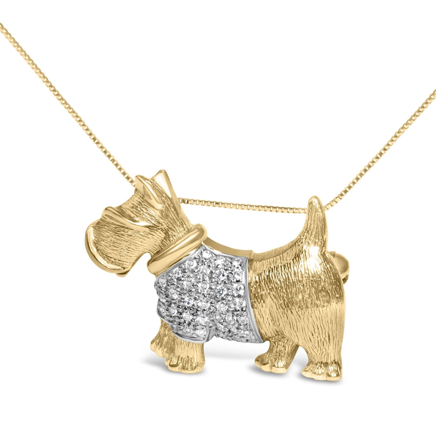 18K Yellow Gold1/3 Cttw Diamond Scottish Terrier Brooch Pin and Pendant with Satin Finish (G-H Color, VS2-SI1 Clarity) - NO CHAIN INCLUDED