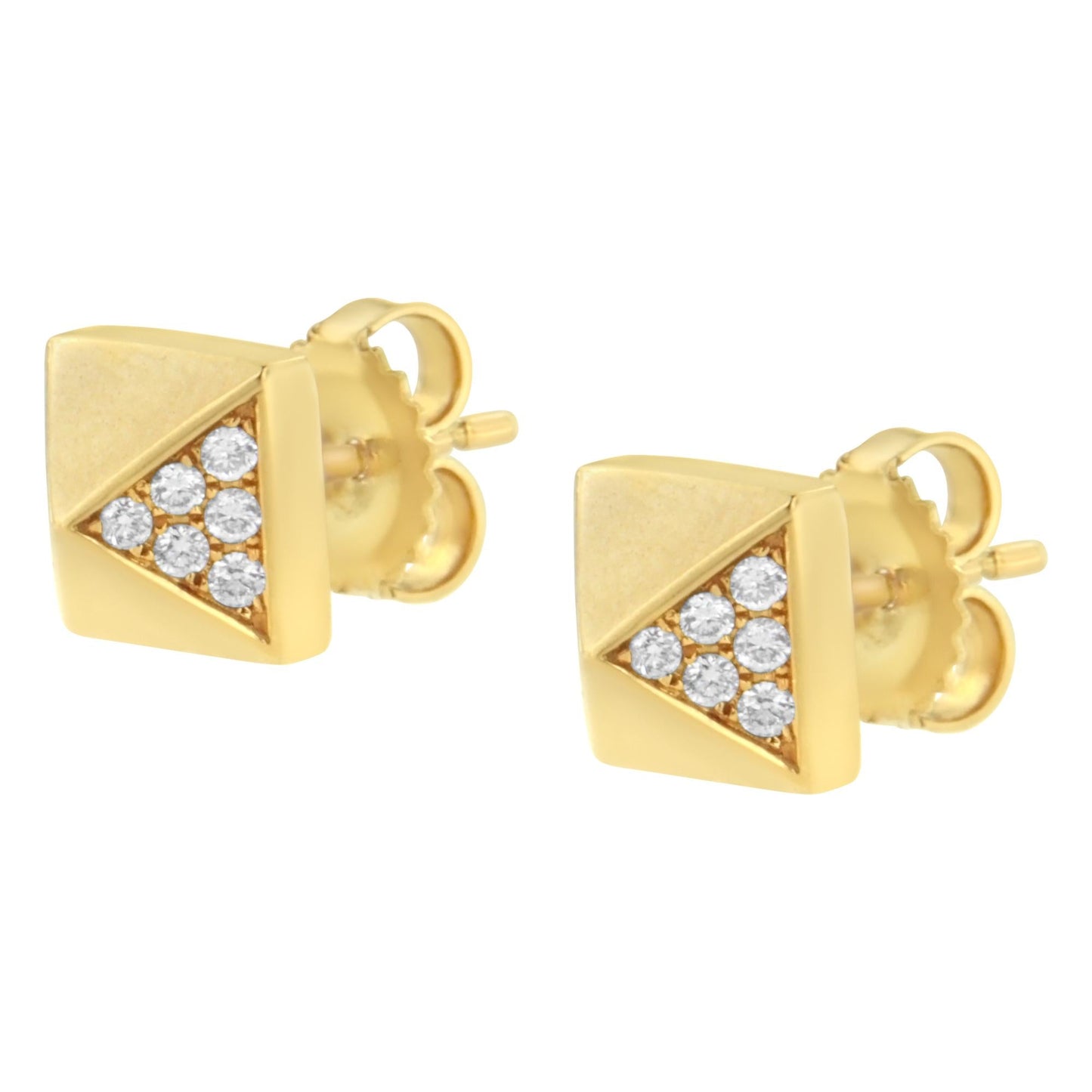 14K Yellow Gold 1/4 Cttw Diamond Pyramid Stud Earring (G-H Color SI1-SI2