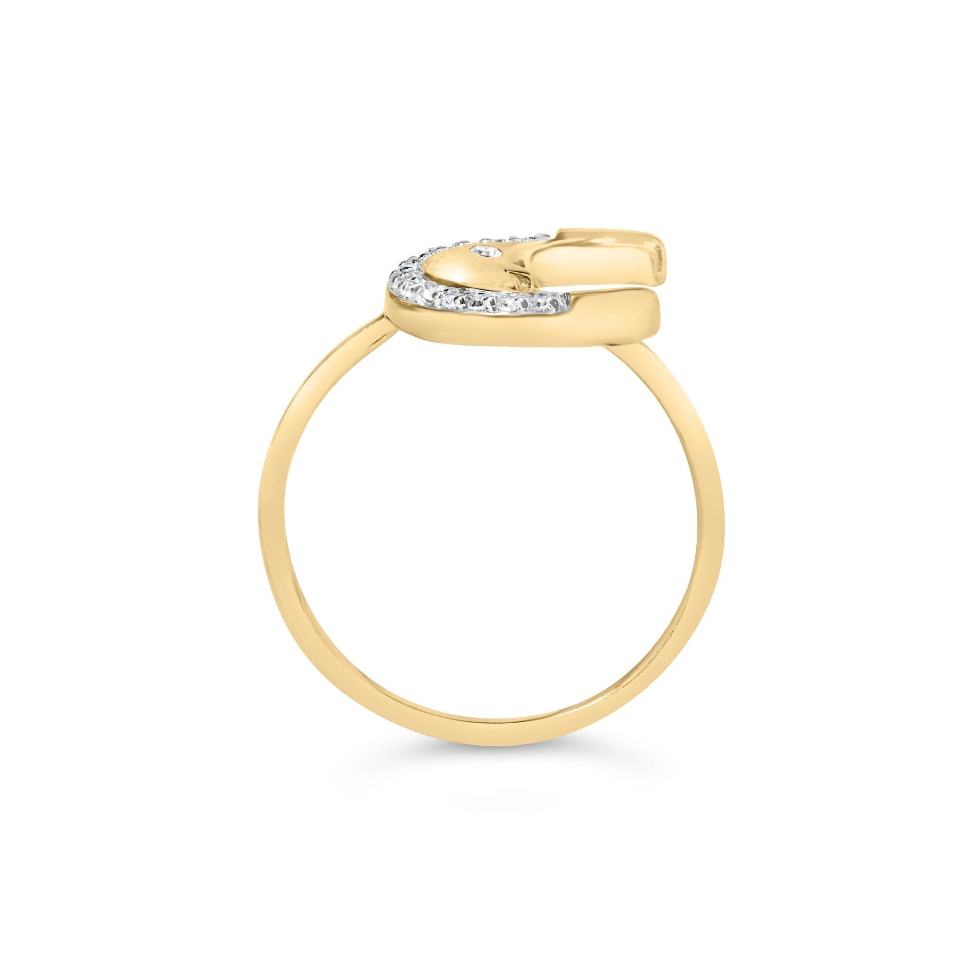 10K Yellow Gold 1/10 Cttw Diamond Crescent Moon Ring (I-J Color I1-I2 Clarity)