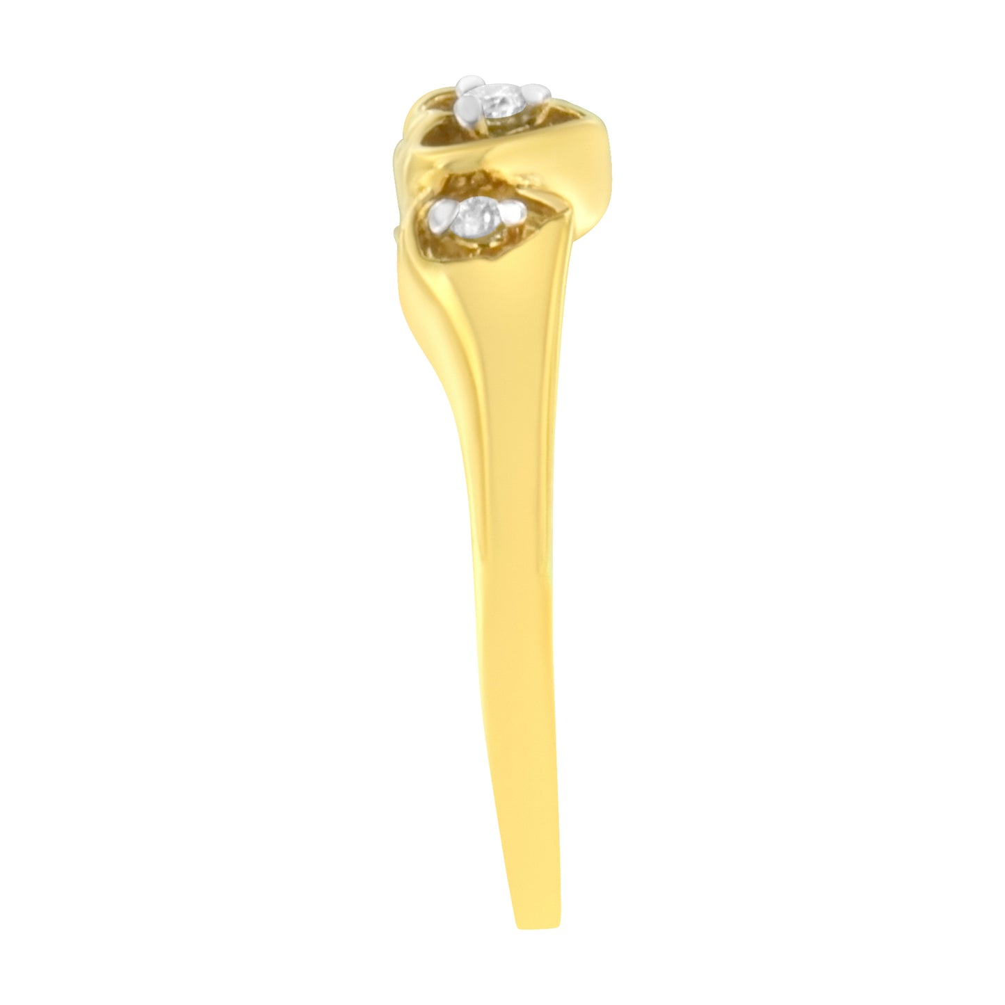 10KT Yellow Gold 1/20 cttw Diamond Triple Heart Diamond Ring (K-L I1-I2)