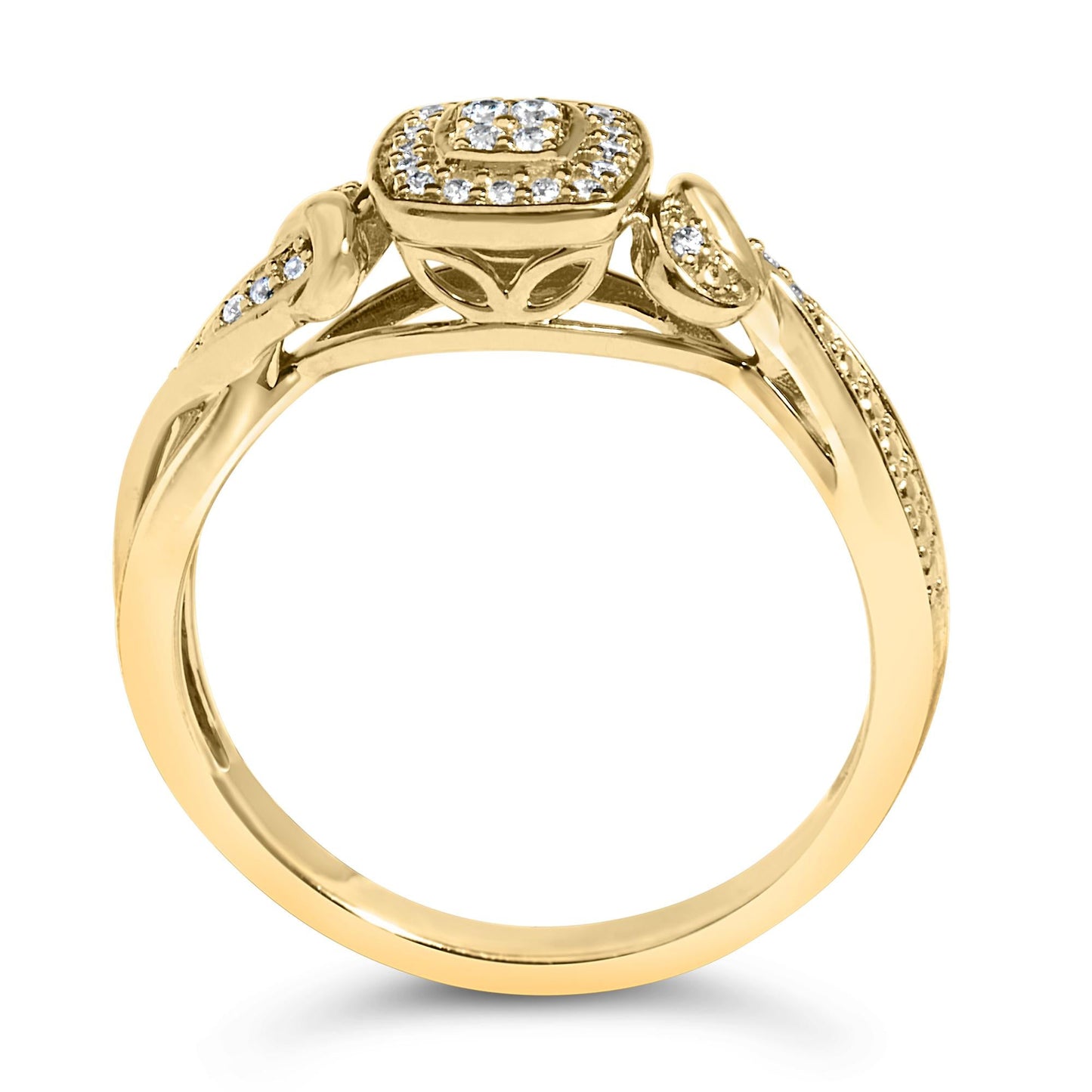 14K Yellow Gold Plated.925 Sterling Silver 1/10 Cttw Round-Cut Diamond