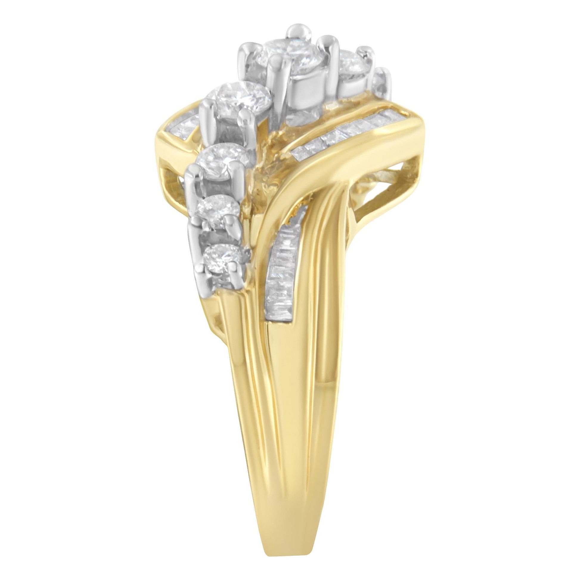 10K Two-Toned Diamond Bypass Ring (1 Cttw H-I Color SI2-I1 Clarity)