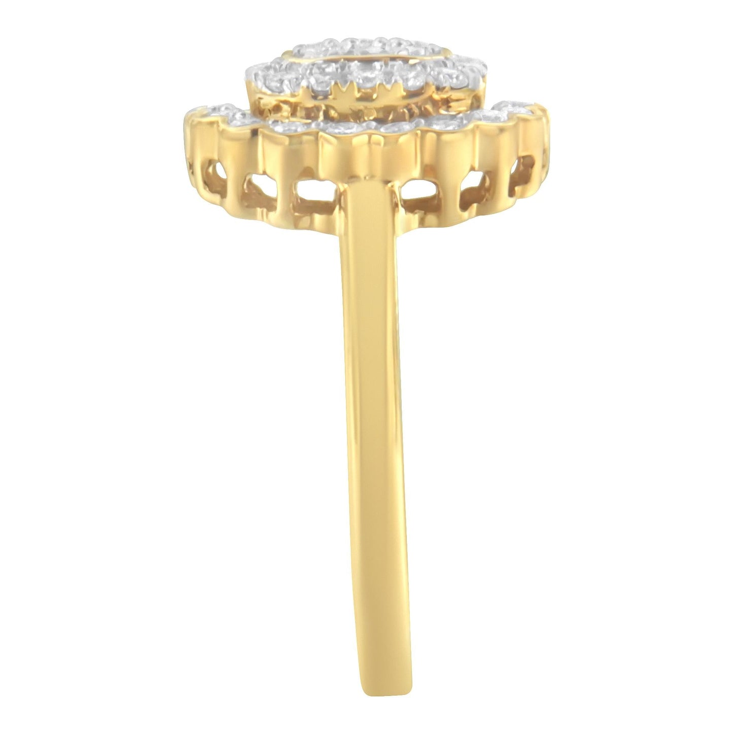 10K Yellow Gold Plated.925 Sterling Silver Diamond Cocktail Ring (3/4 Cttw J-K