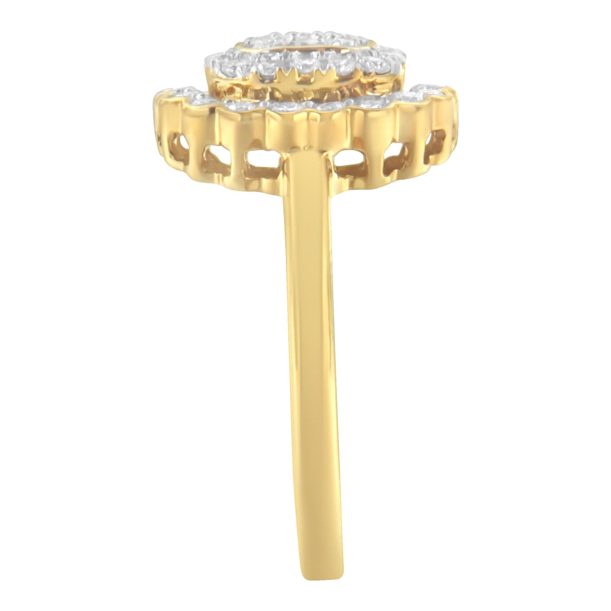 10K Yellow Gold Plated.925 Sterling Silver Diamond Cocktail Ring (3/4 Cttw J-K