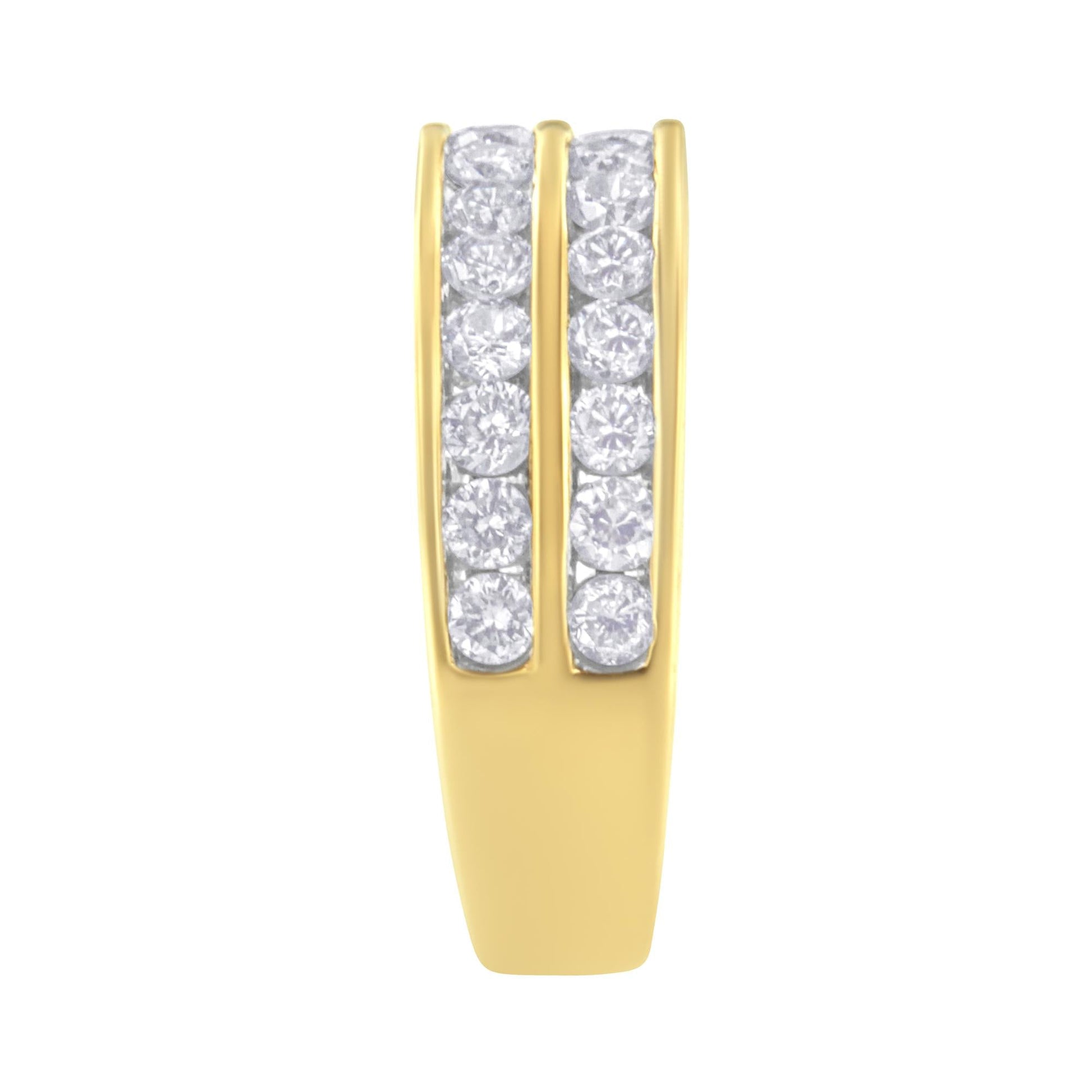 10K Yellow Gold Two-Row Diamond Band Ring (1 Cttw J-K Color I1-I2 Clarity)