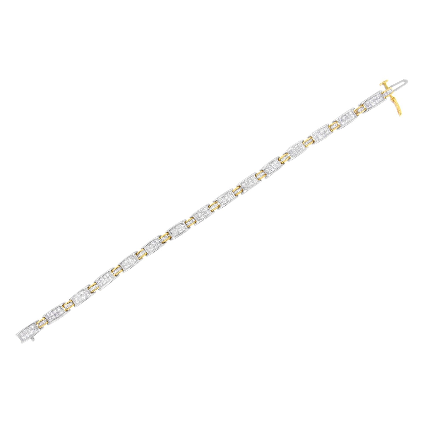 14K Two-Tone Gold Princess and Baguette-Cut Diamond Link Bracelet (3.00 cttw