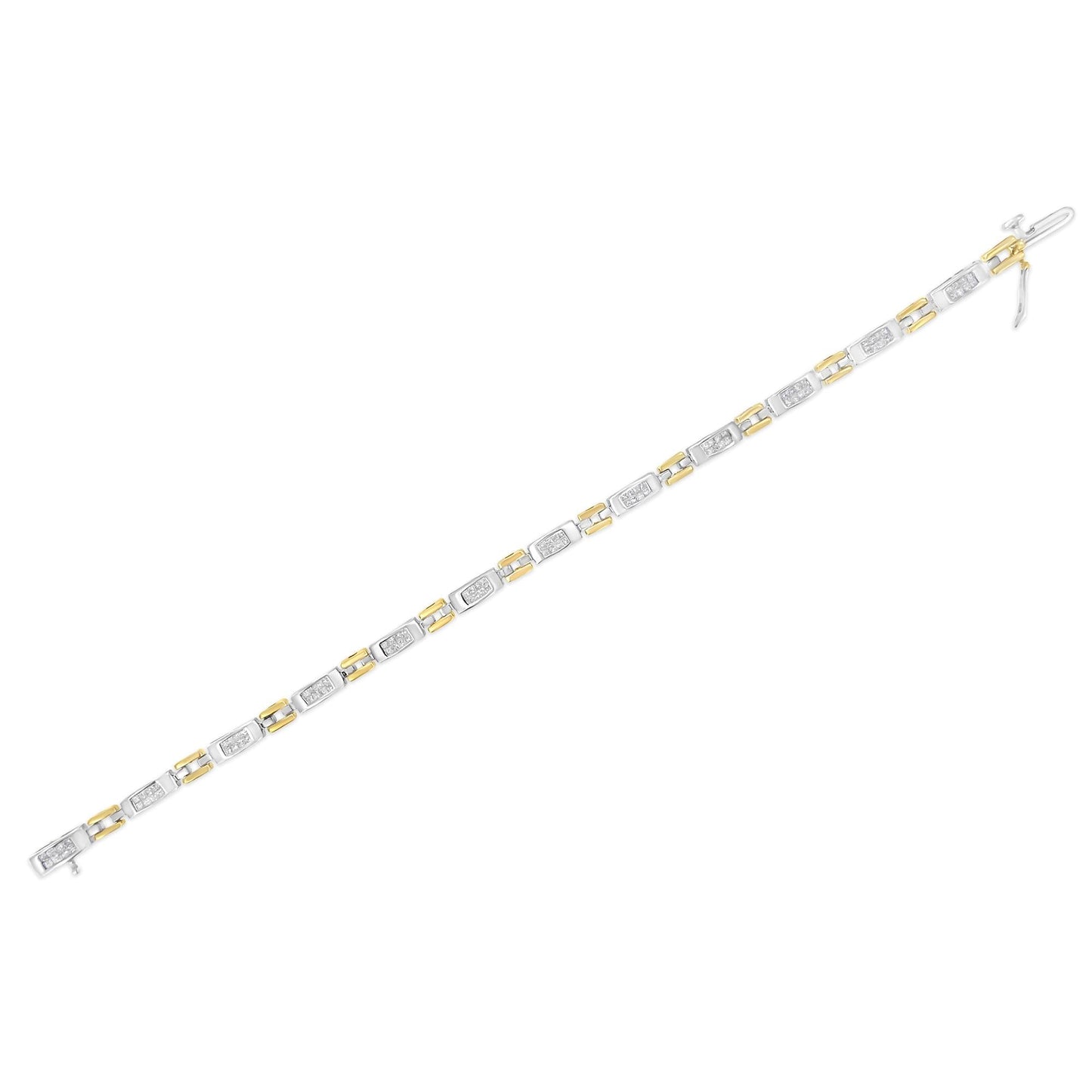 10K Two-Tone Gold Princess Cut Diamond Geo Link Bracelet (1.00 cttw H-I Color