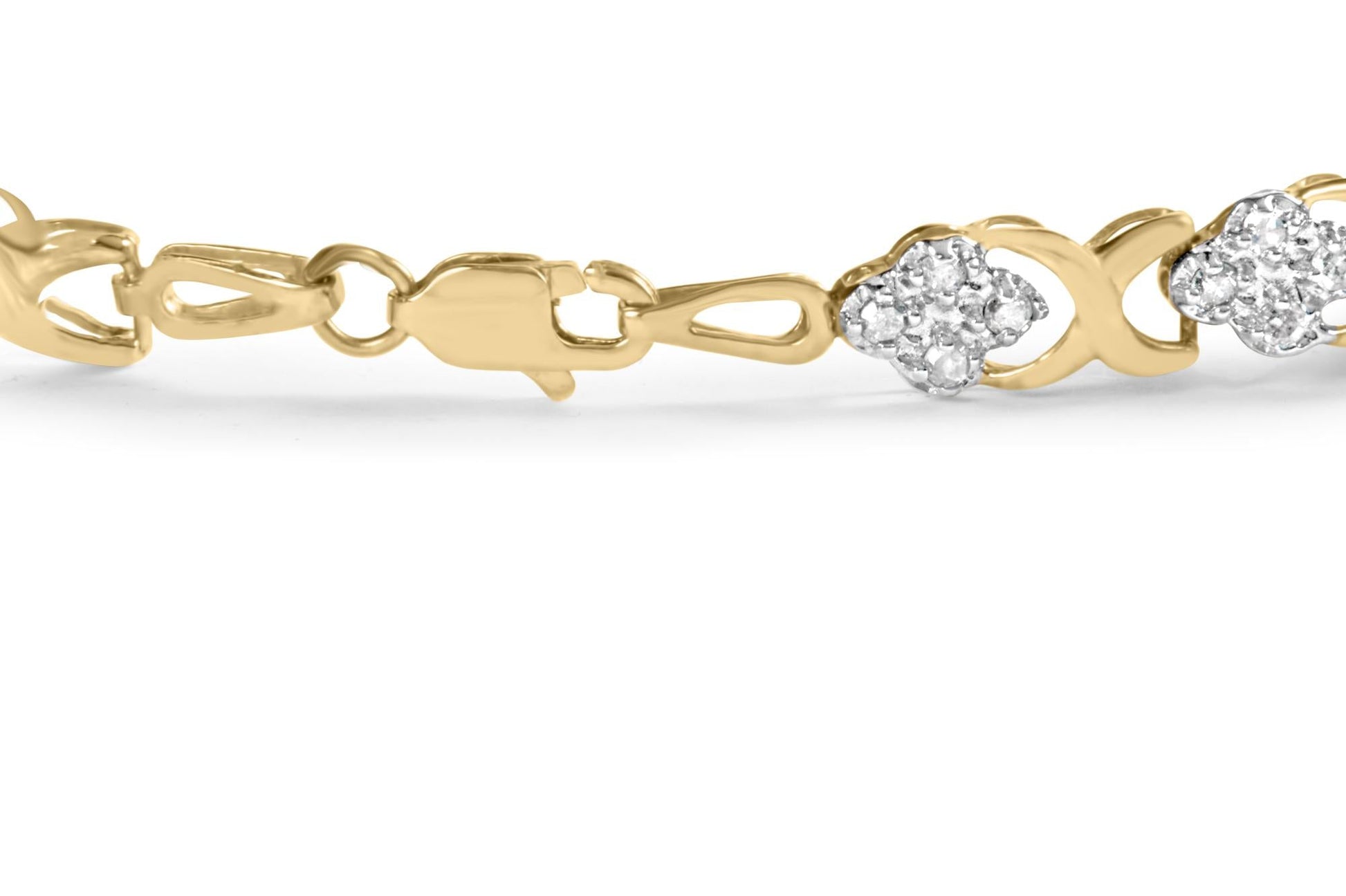 10K Yellow Gold 1.00 Cttw Diamond 5 Stone Floral Cluster and ’X’ Link