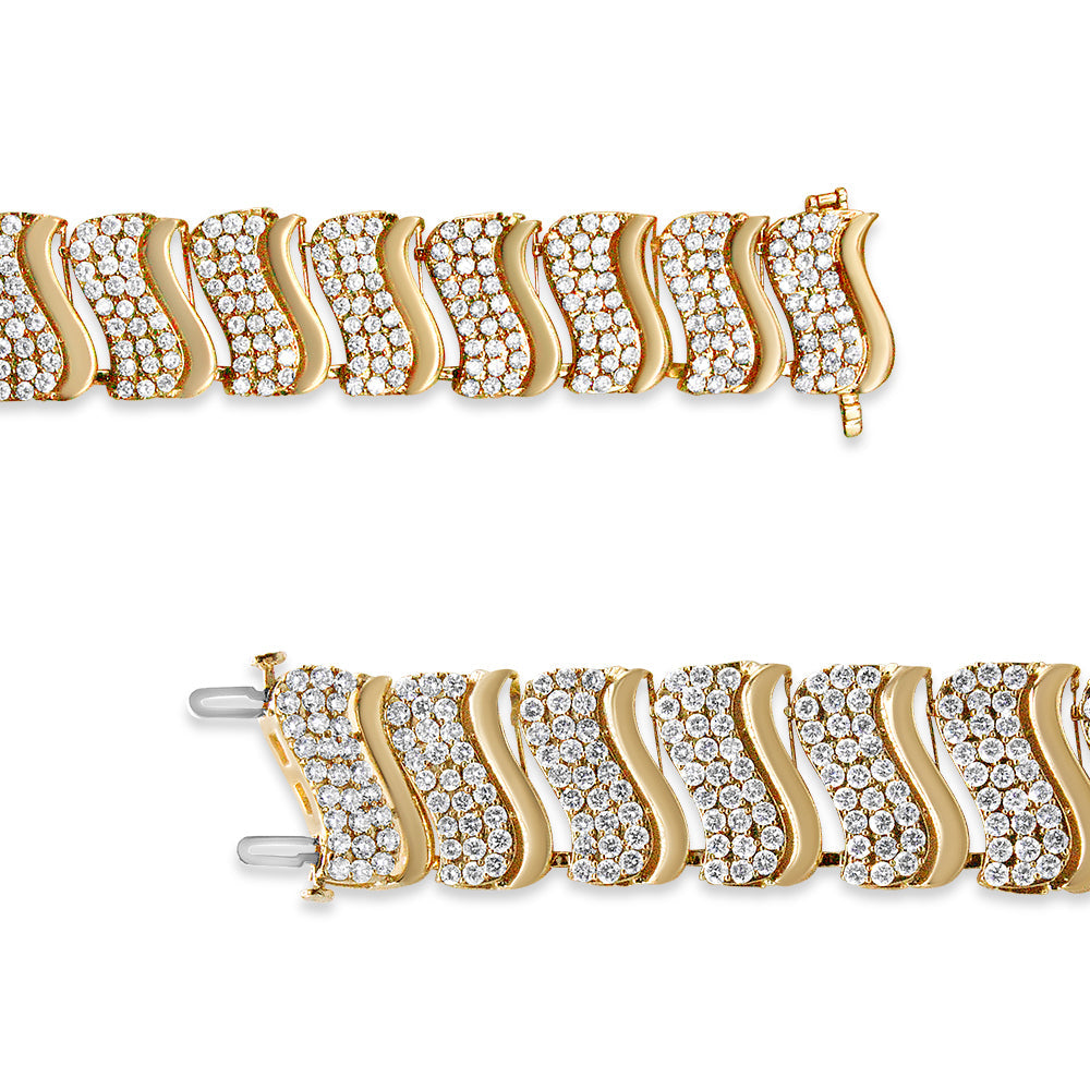 14K Gold 15.0 Cttw Diamond Chevron Wave 7.25’’ Inch Link Bracelet (J-K