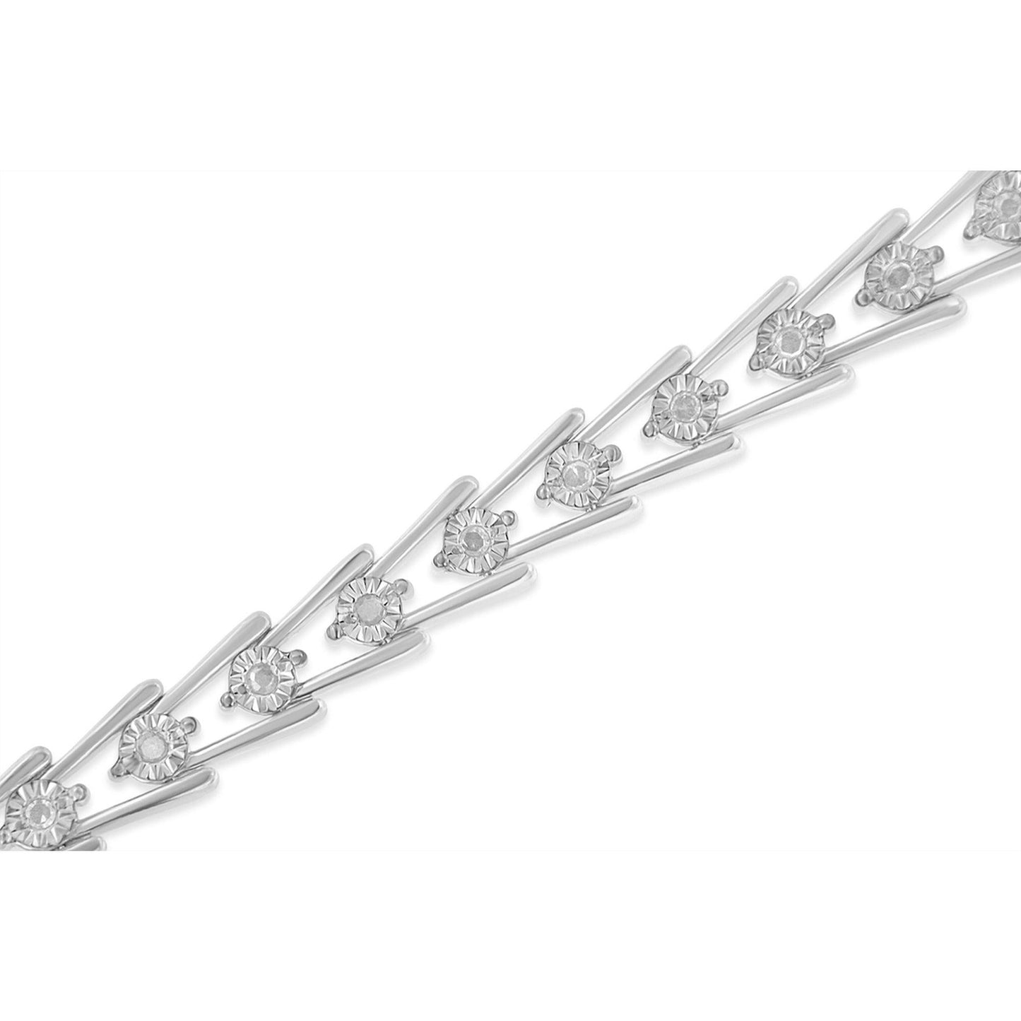 Sterling Silver Diamond Wave-Style Link Bracelet (0.5 cttw I-J Color I3