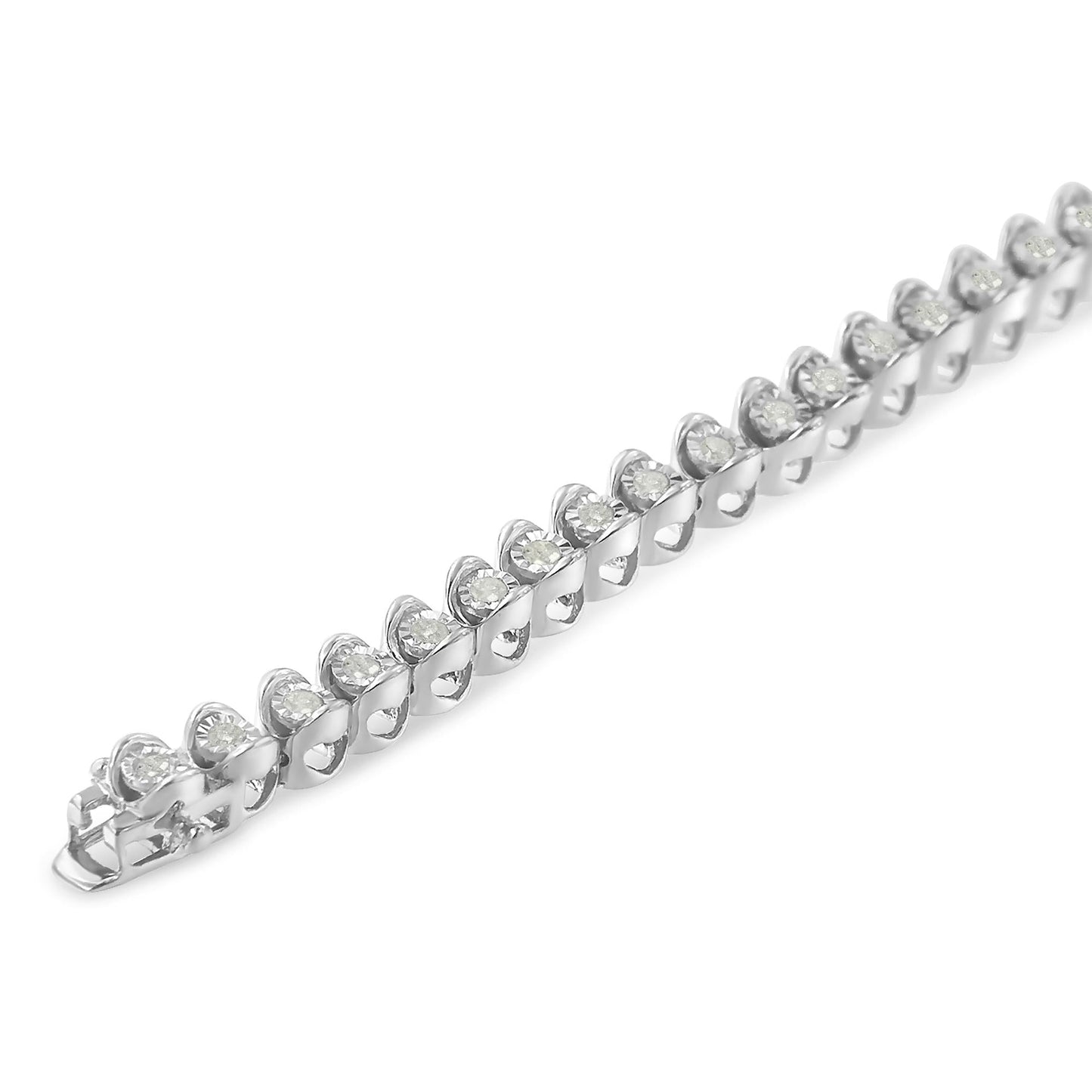 .925 Sterling Silver 1.0 Cttw Diamond Miracle-Set 7" Link Bracelet (I-J Color, I3 Clarity)