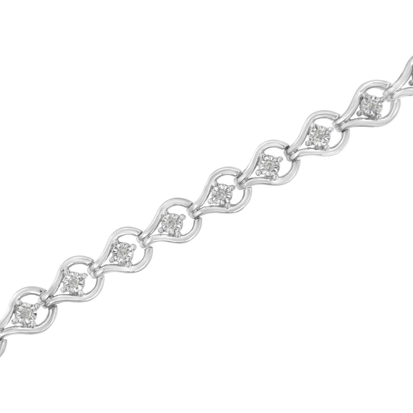 Sterling Silver Diamond Link Bracelet (1/4 cttw I-J Color I2-I3 Clarity)