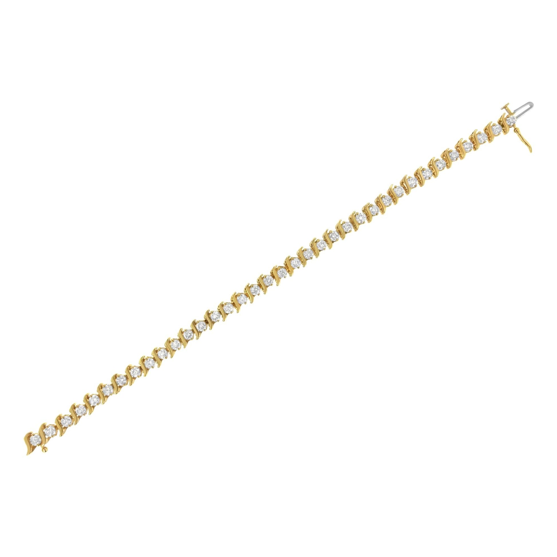 2 Micron 14KT Yellow Gold Plated Sterling Silver Diamond Link Bracelet (5 cttw