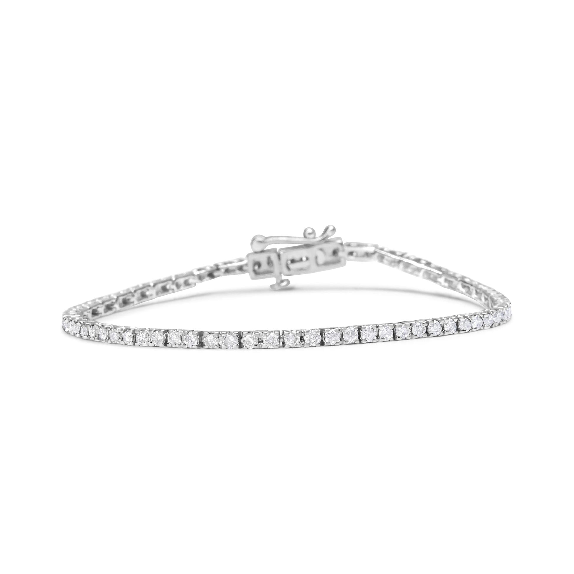 10K White Gold 2.0 Cttw Prong Set Round-Cut 7.25’’ Classic Diamond Tennis