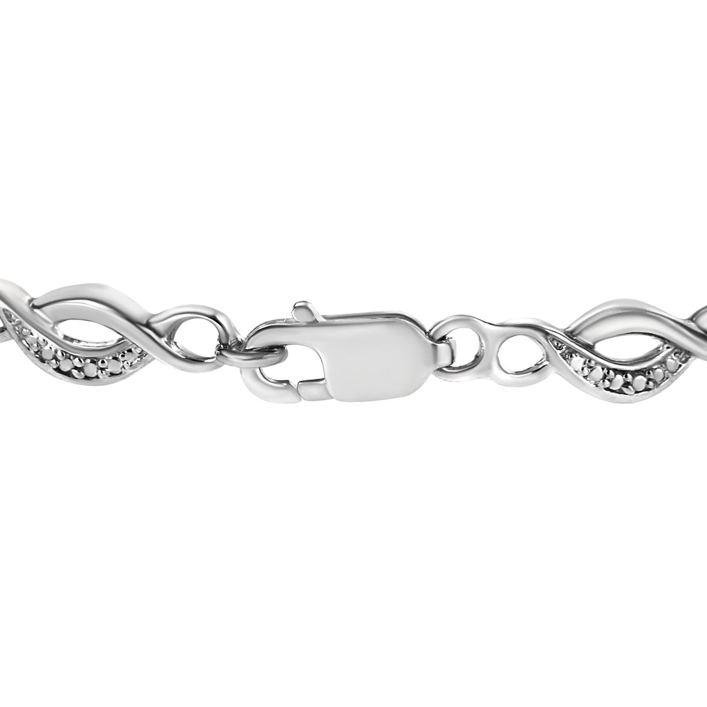 .925 Sterling Silver Prong Set Diamond Accent Curved Spiral Link Bracelet (I-J