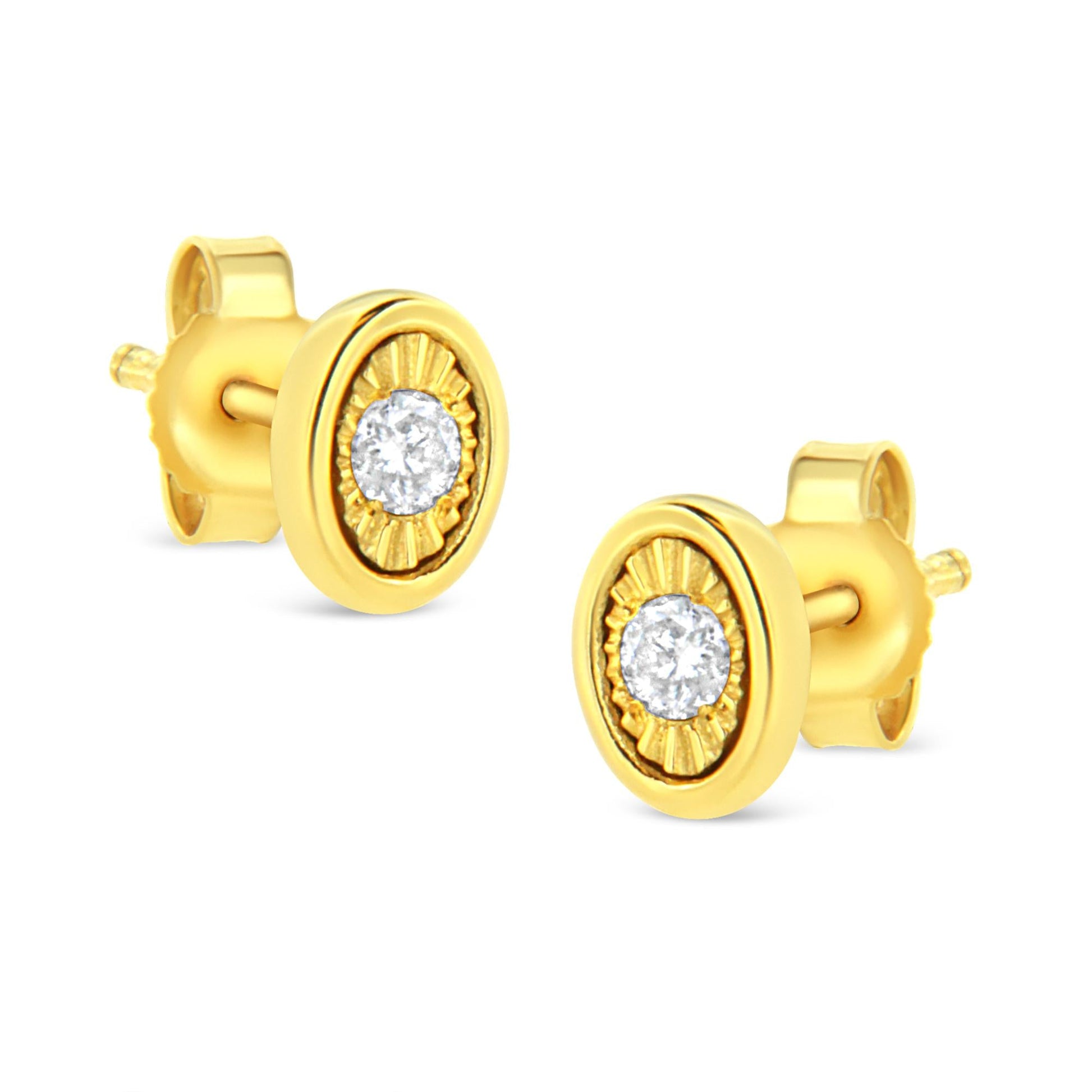 10K Yellow Gold Plated.925 Sterling Silver 1/10 Cttw Miracle-Set Diamond Stud