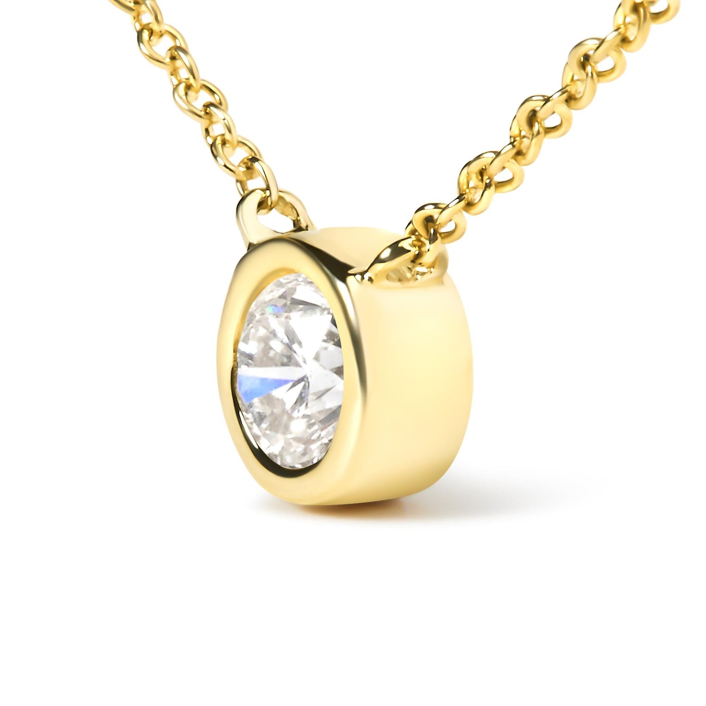 10K Yellow Gold 3/10 Carat Round Brilliant-Cut Diamond Modern Bezel-Set