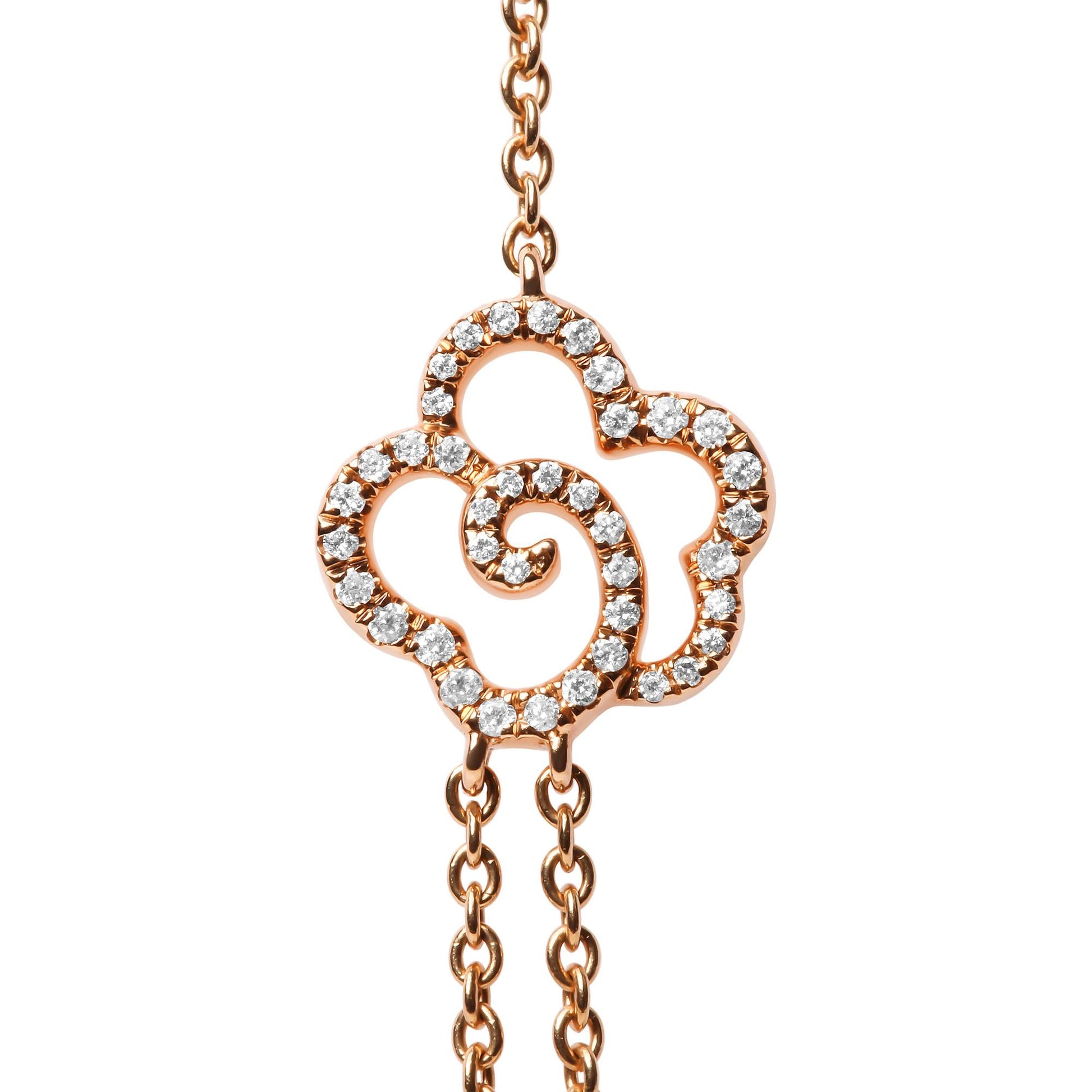 18K Rose Gold 1/2 Cttw Diamond and Freshwater Pearl Double Strand Station