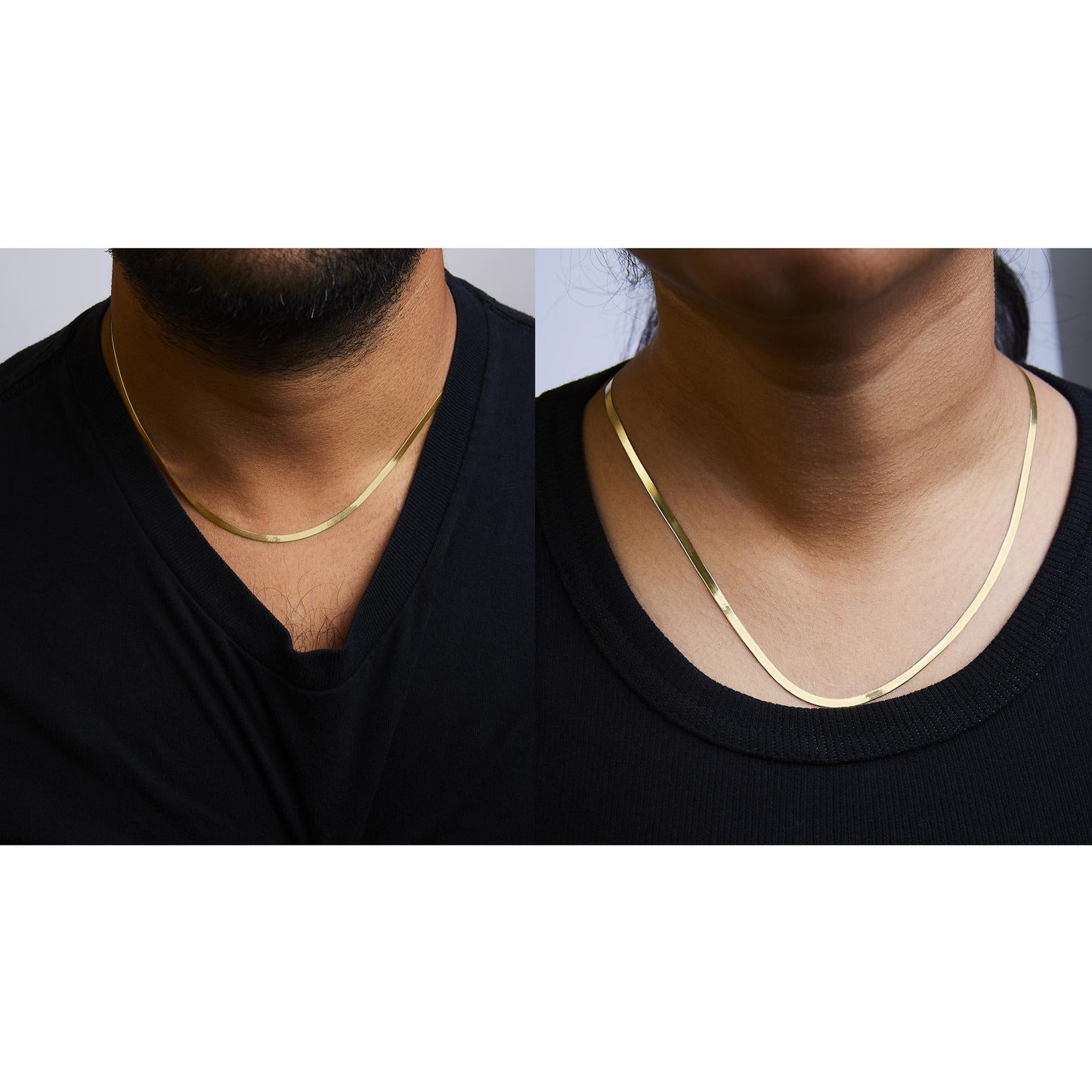 Unisex Solid 14K Gold 2.8mm Imperial Herringbone Chain Necklace - Yellow / 18