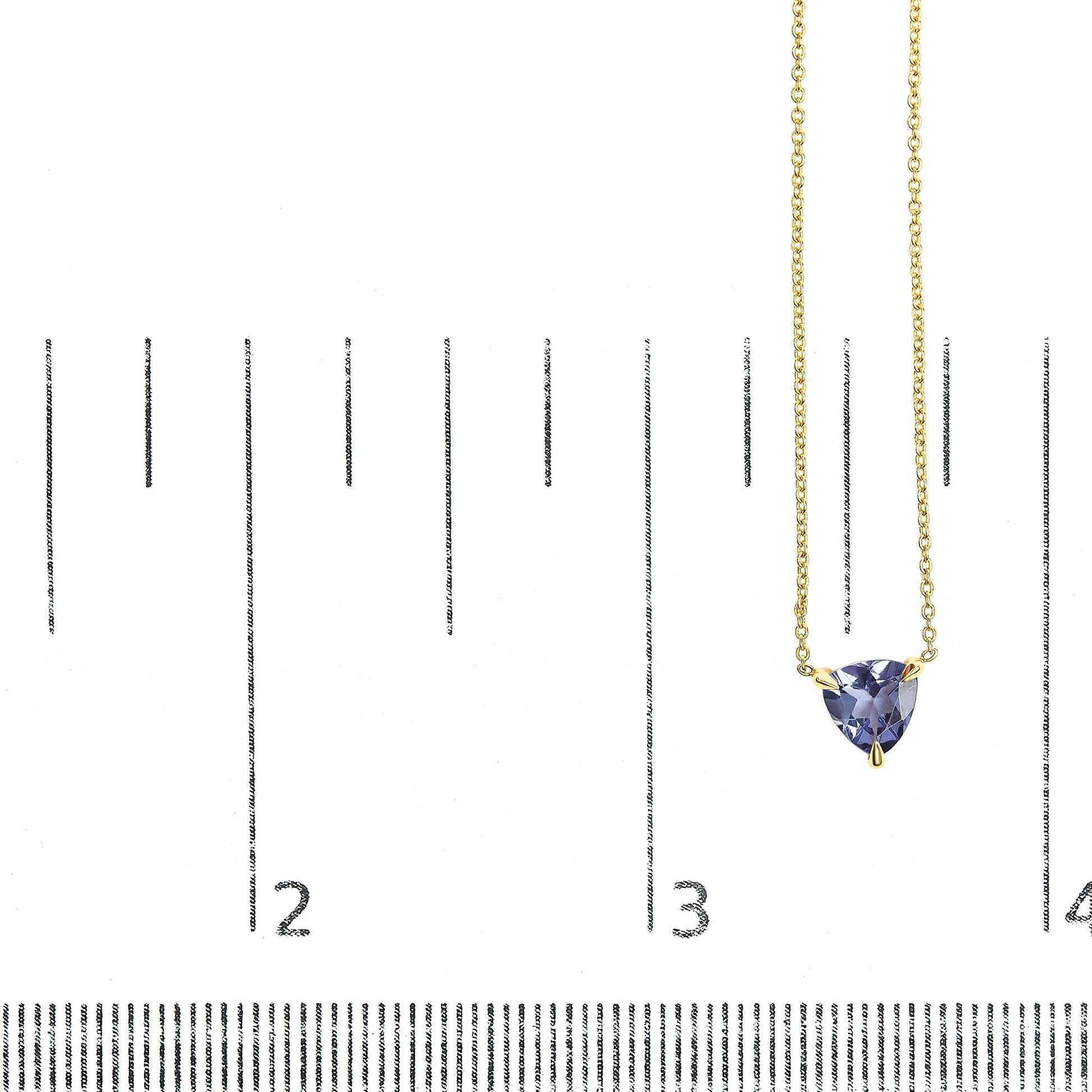 14k Yellow Gold 3-Prong Martini Set Blue Tanzanite Trillion Solitaire 18’’