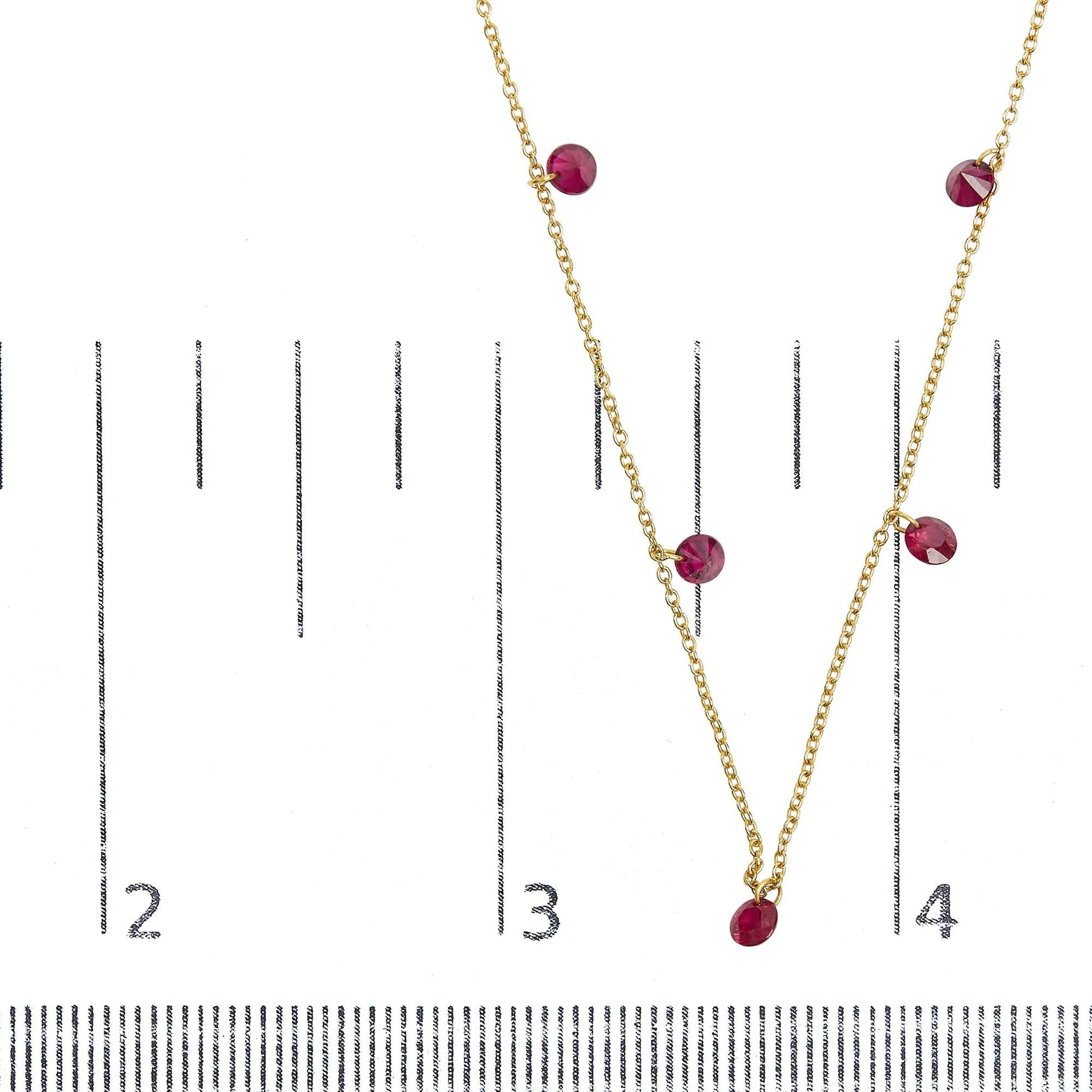 18K Yellow Gold Necklace 1 1/3 Cttw Dangling Red Ruby Drop 18’’ Chain