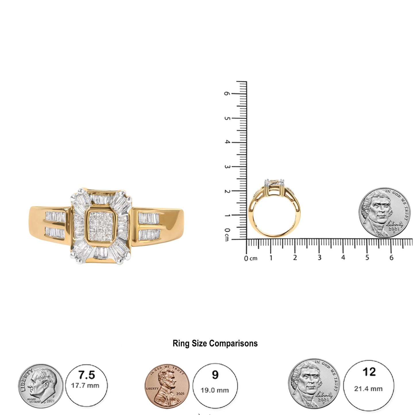 10K Yellow Gold 1/2 Cttw Diamond Composite and Halo Ring (H-I Color SI1-SI2