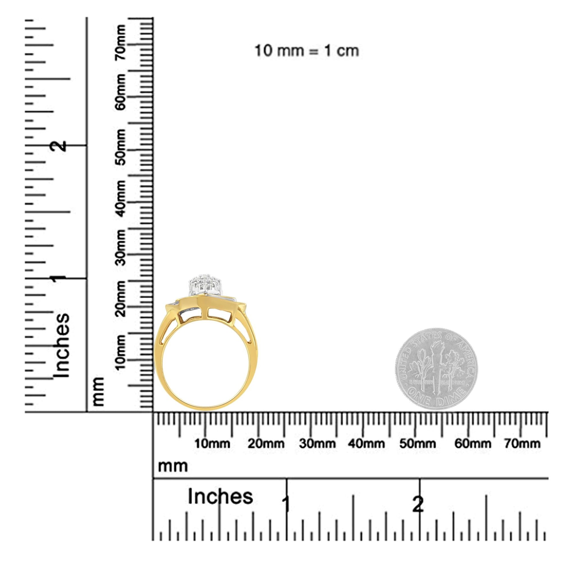 10K Yellow Gold Diamond Cluster Ring (3/4 Cttw J-K Color I2-I3 Clarity)