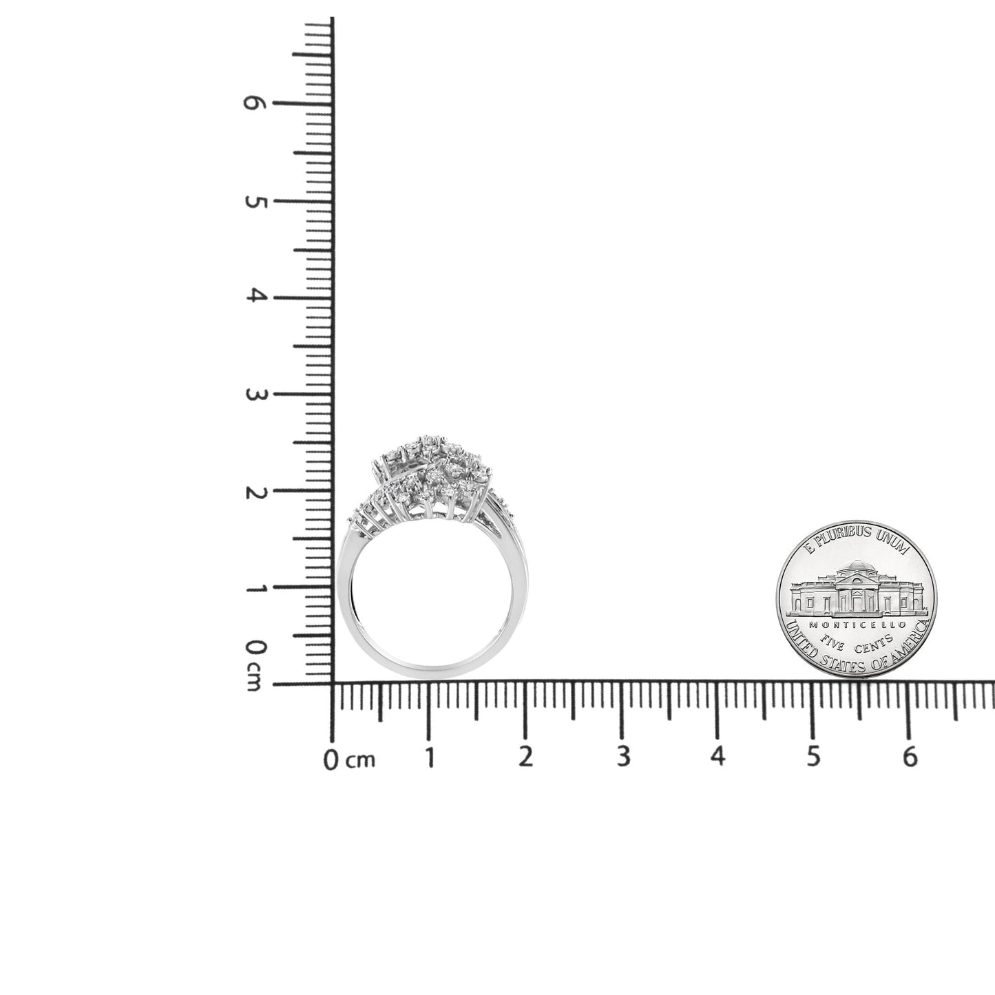 10K White Gold 1/2 Cttw Round and Baguette-Cut ’S’ Shaped Bypass Cocktail