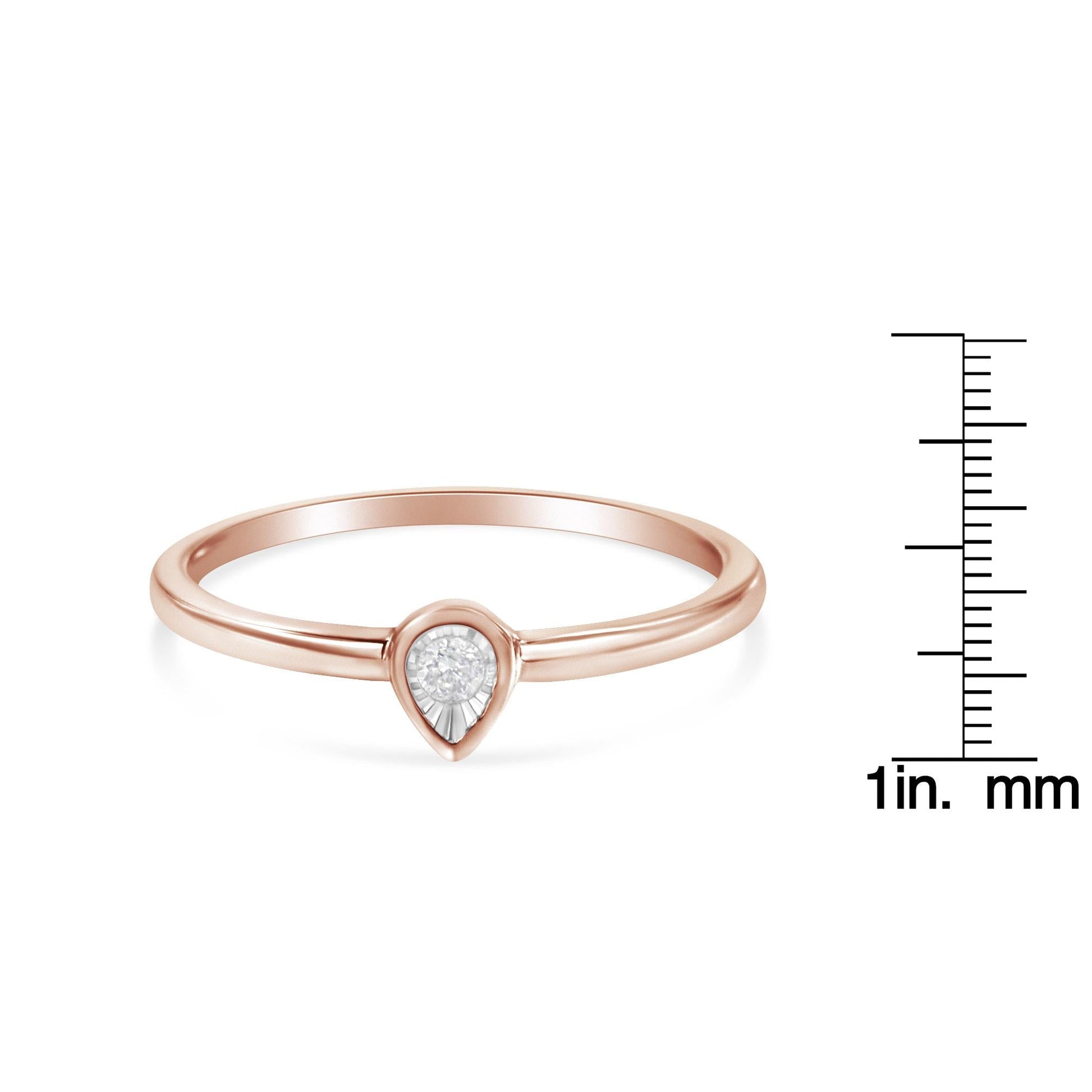 14K Rose Gold Plated.925 Sterling Silver 1/20 Carat Diamond Teardrop