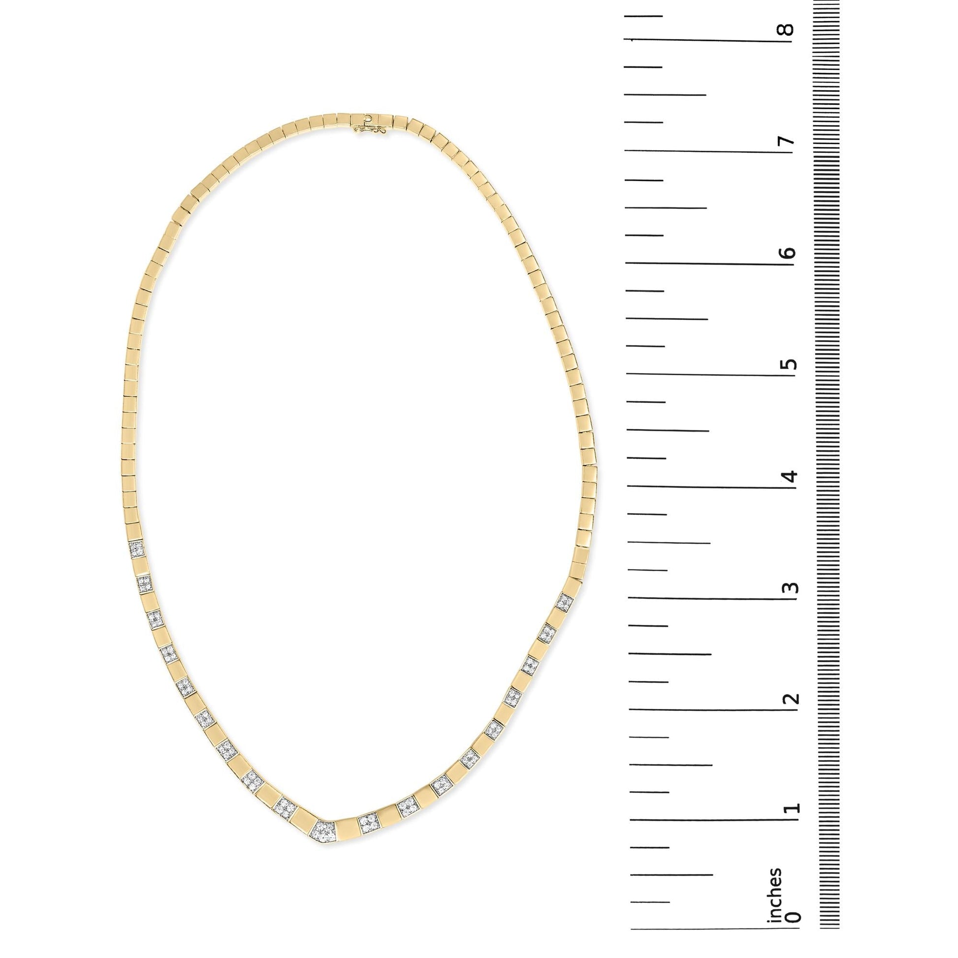 14K Yellow Gold 4/5 Cttw Diamond Cluster and Bar Set Link 3.5 MM Chain Necklace