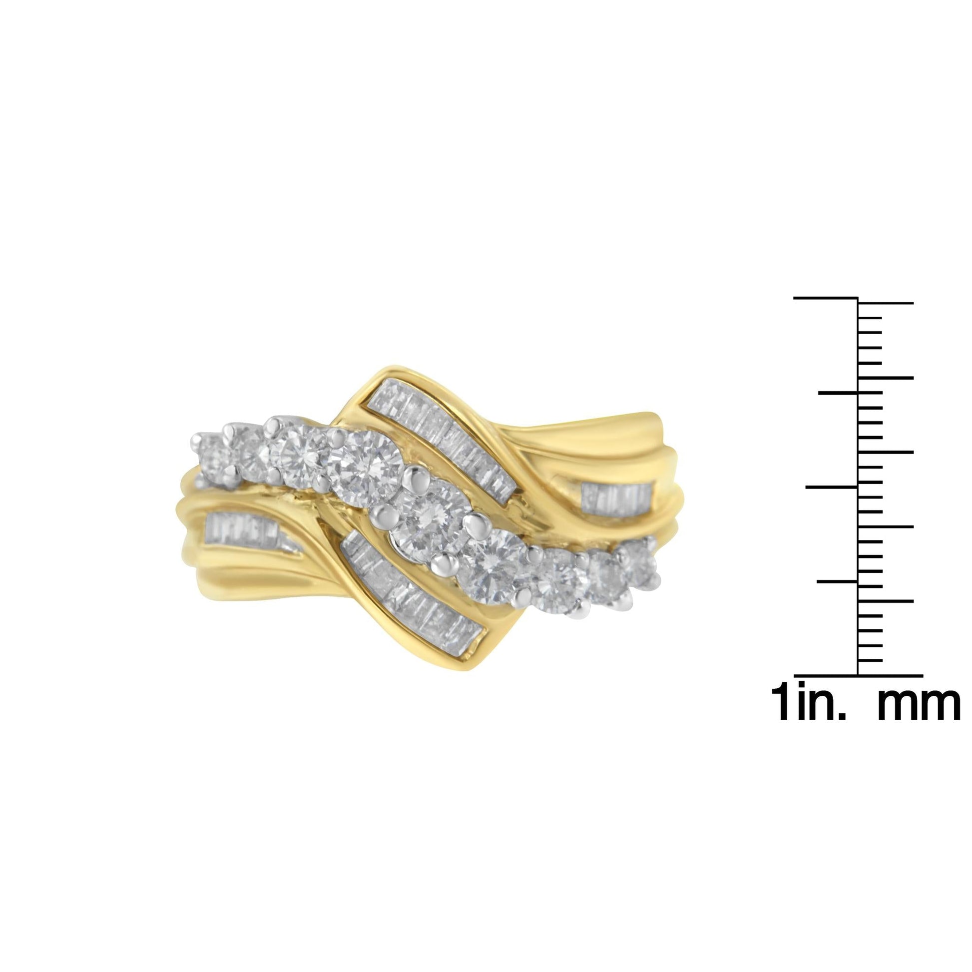 10K Two-Toned Diamond Bypass Ring (1 Cttw H-I Color SI2-I1 Clarity)