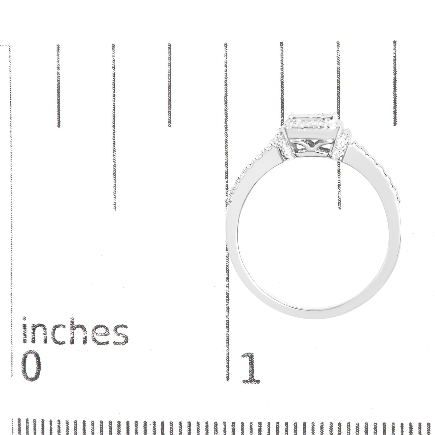 .925 Sterling Silver 1/4 Cttw Princess-cut Diamond Composite Ring with Beaded Halo (H-I Color, SI1-SI2 Clarity)