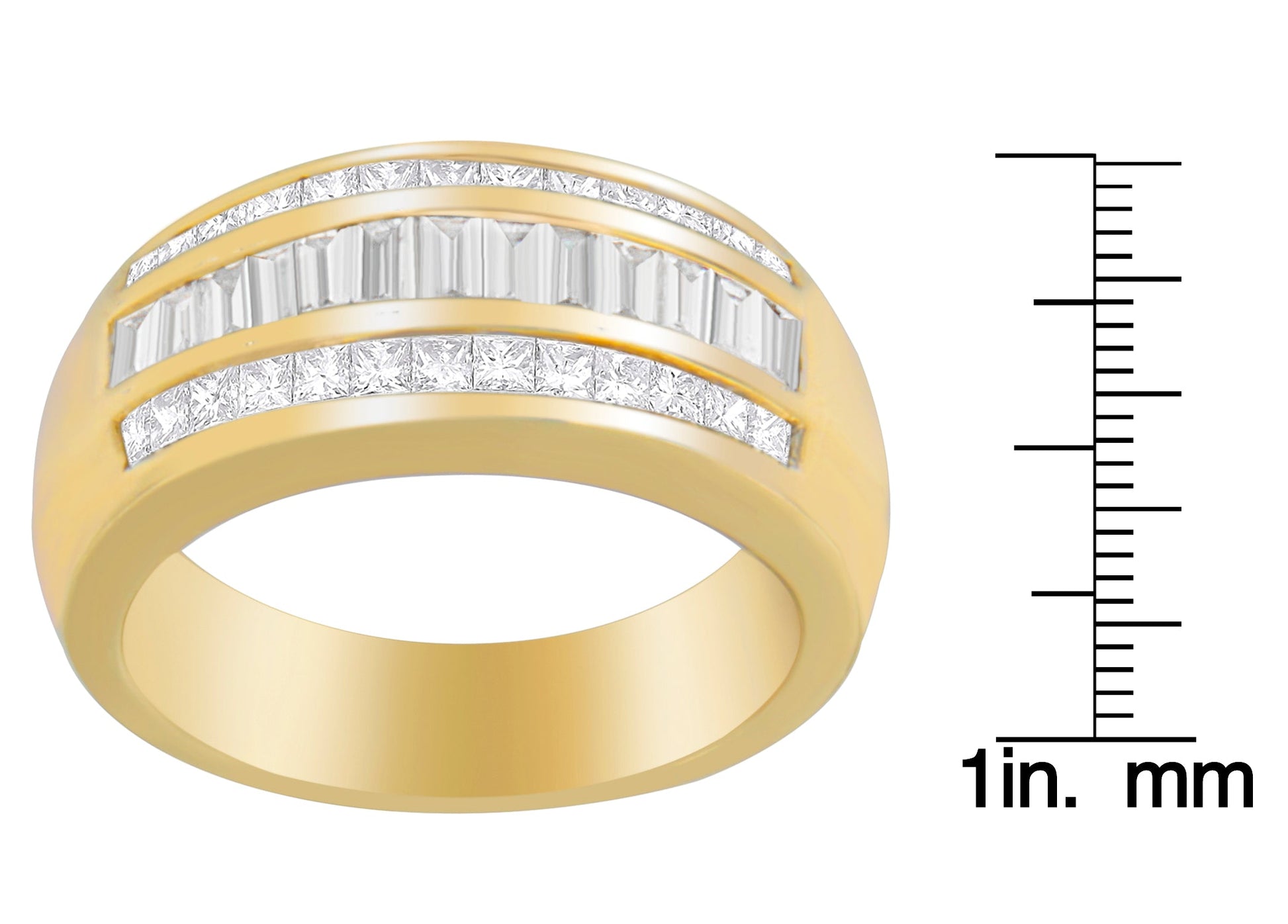 14K Yellow Gold 1ct. TDW Princess and Baguette-Cut Diamond Ring(H-I SI1-SI2)