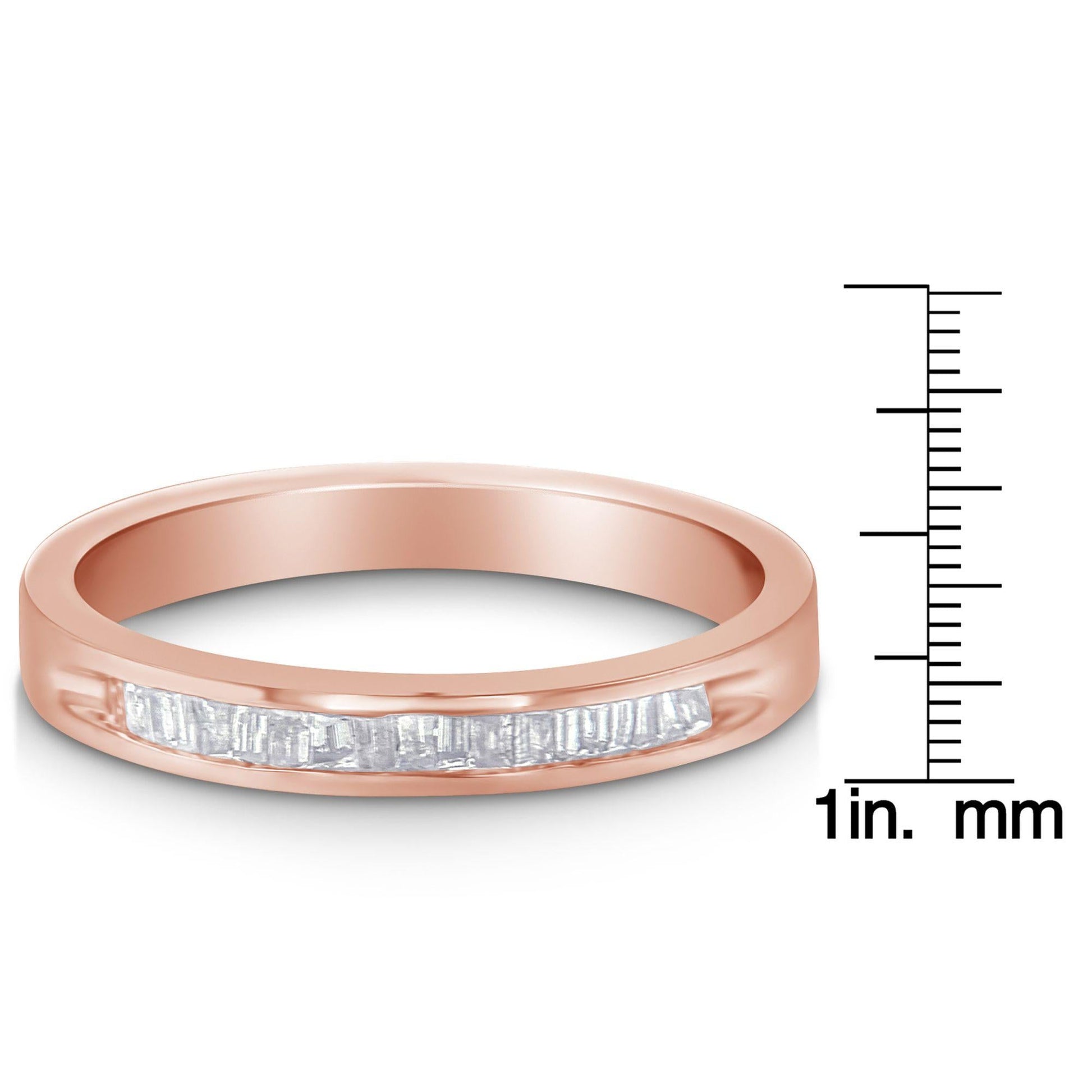 10K Rose Gold over.925 Sterling Silver 1/5 Cttw Diamond Channel-Set Stackable