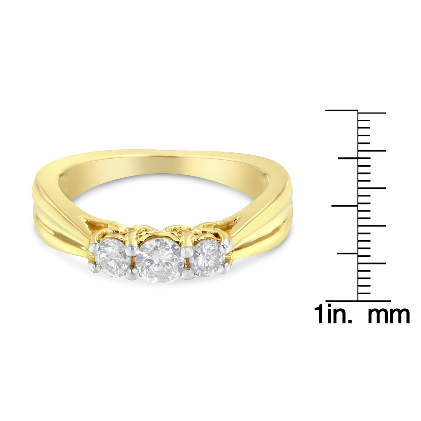 10K Yellow Gold Three-stone Diamond Ring (0.50 cttw J-K Color I2-I3 Clarity)