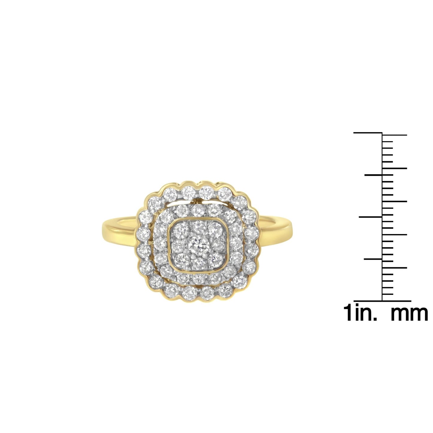 10K Yellow Gold Plated.925 Sterling Silver Diamond Cocktail Ring (3/4 Cttw J-K