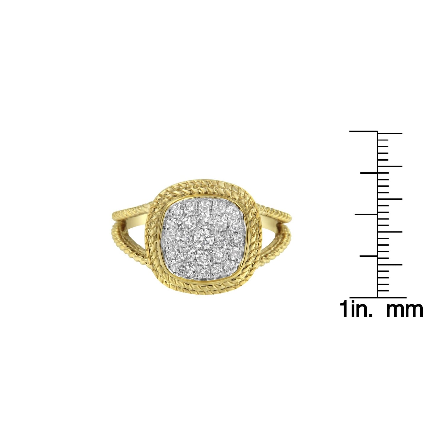 10K Yellow Gold Plated.925 Sterling Silver 1/2 Cttw Diamond Square Cushion