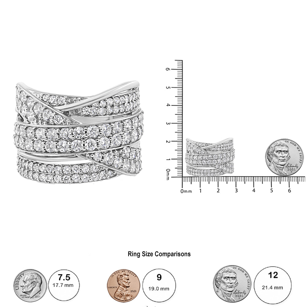 .925 Sterling Silver 2.00 Cttw Round-Cut Diamond Overlapping Bypass Band Ring