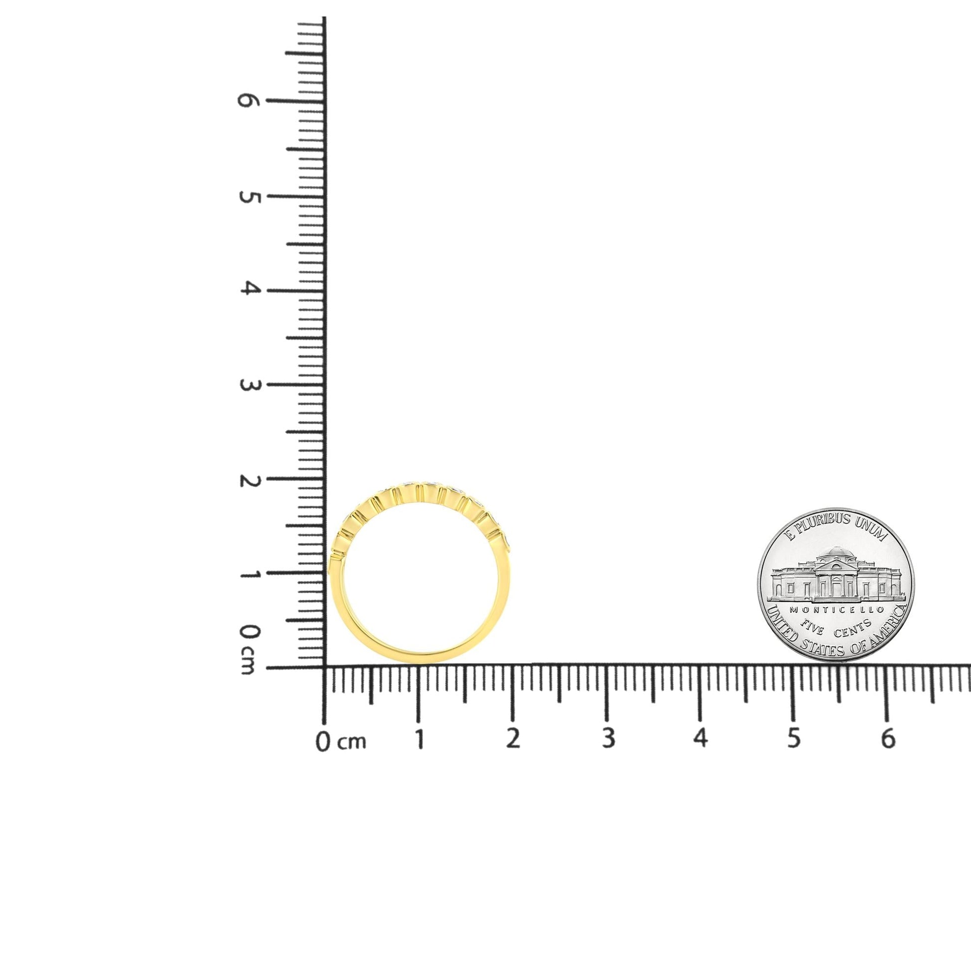 10K Yellow Plated.925 Sterling Silver 1/4 Cttw Bezel Set Round Diamond 11 Stone