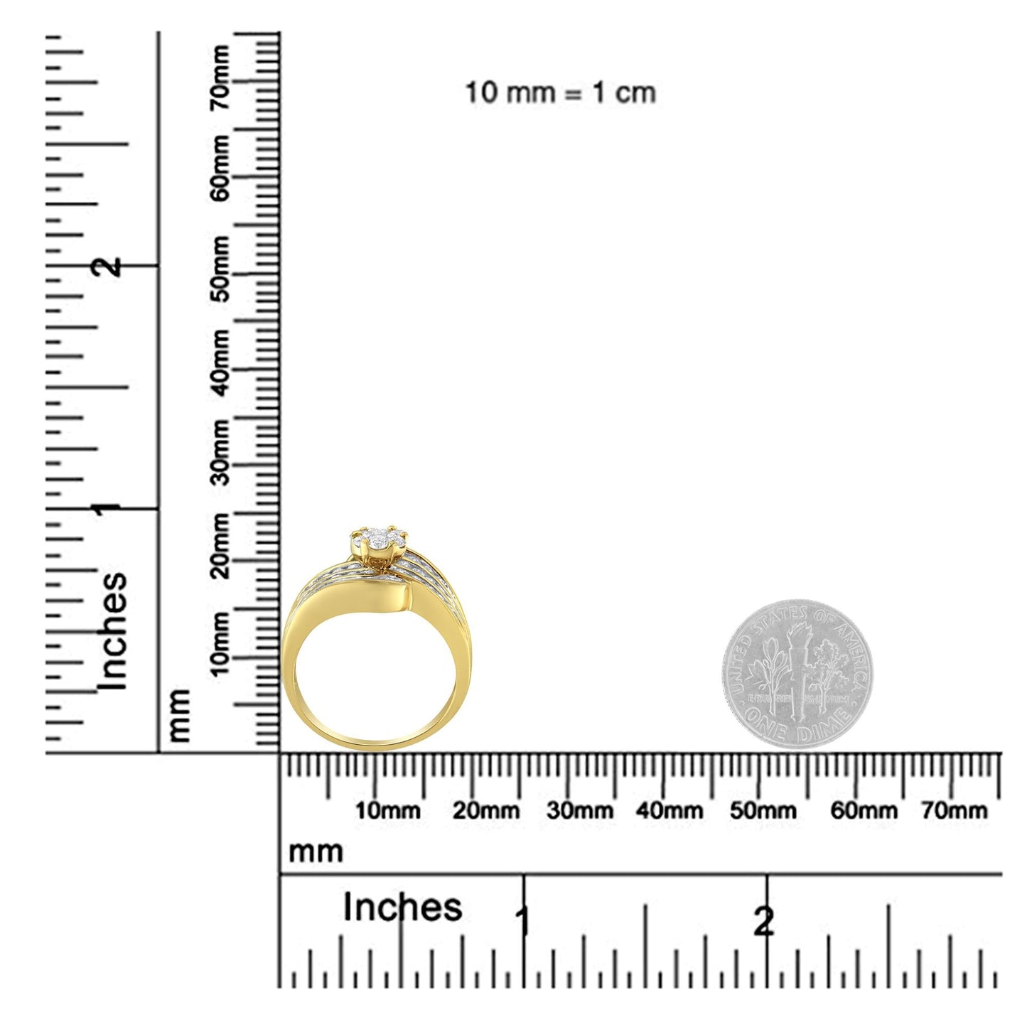 14K Yellow Gold Diamond Cocktail Bypass Ring (1 1/2 Cttw H-I Color SI2-I1