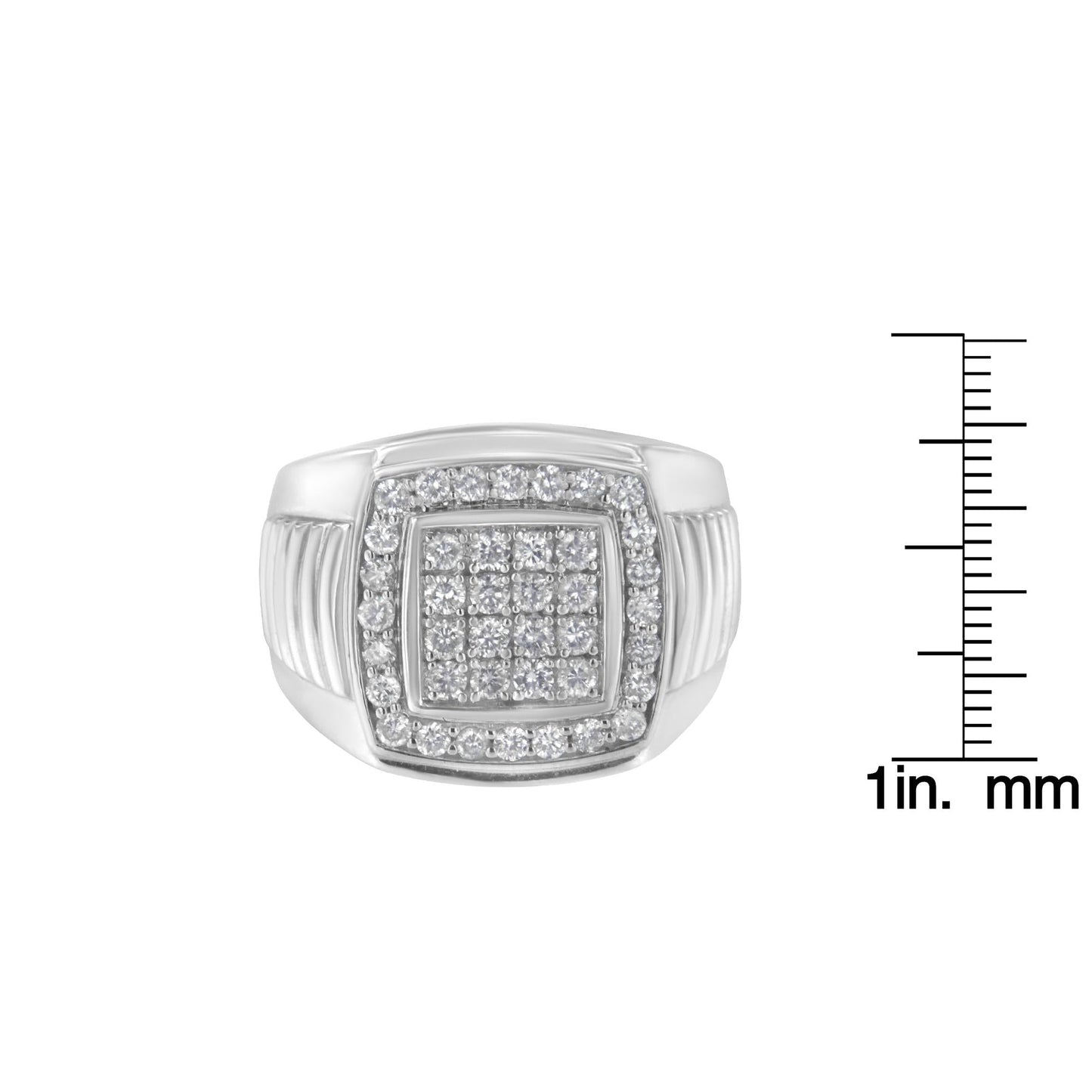 14K White Gold Men’s Diamond Squared Band Ring (1 cttw H-I Color SI2-I1