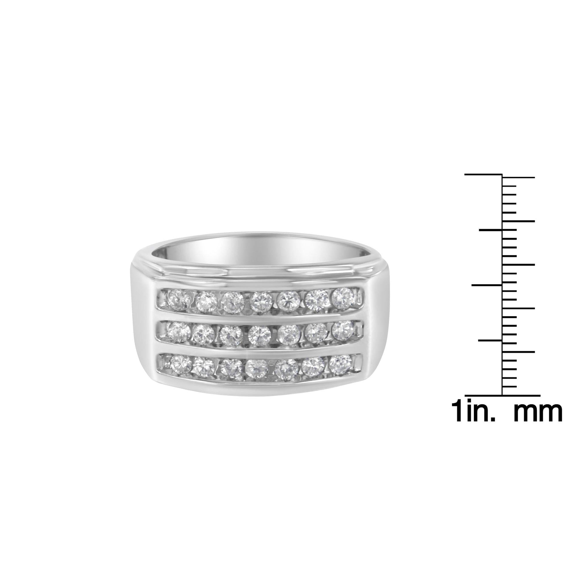 14K White Gold Men’s Diamond Channel Set Band Ring (1 cttw H-I Color SI2-I1