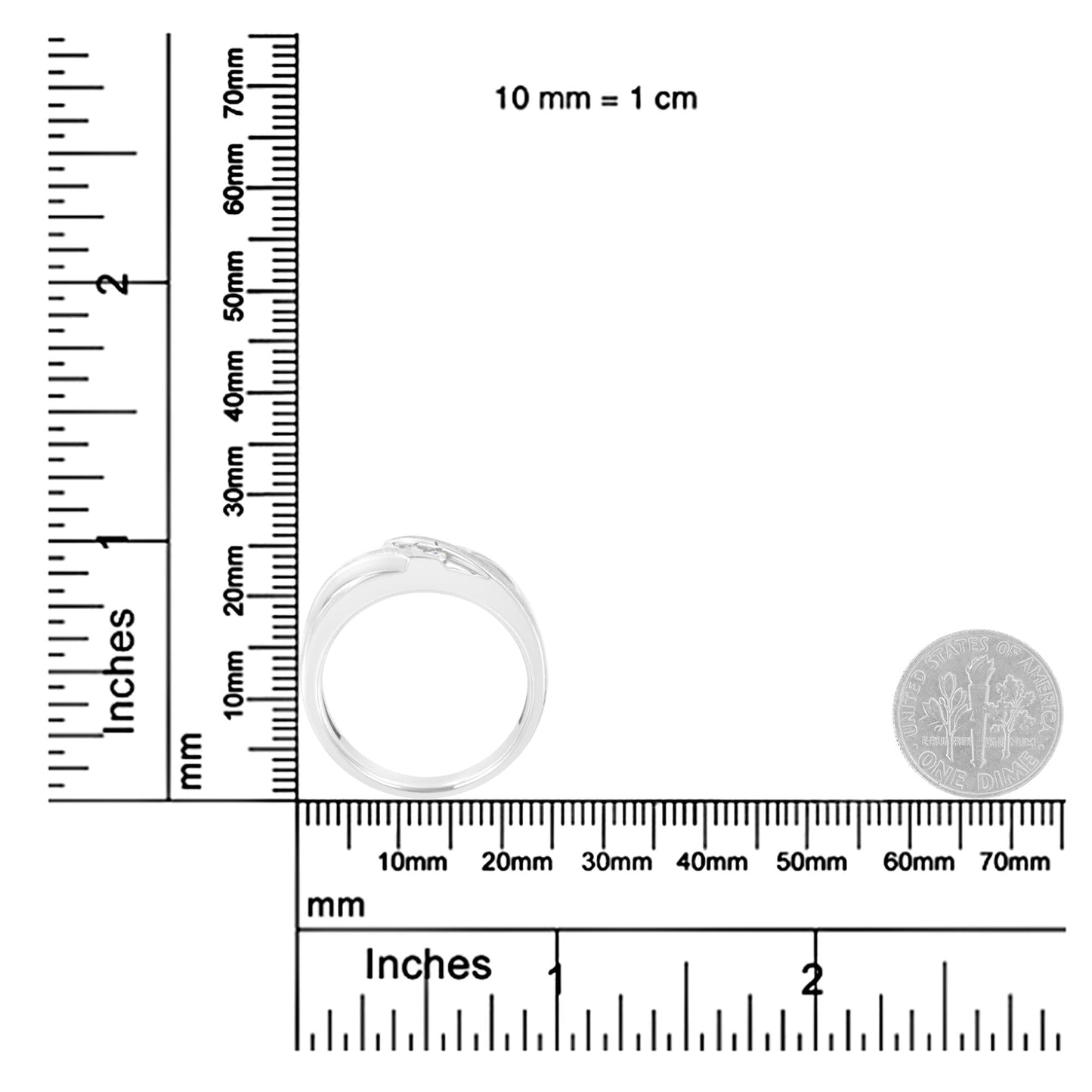 10K White Gold 1/10 Cttw Diamond Men’s Three Stone Channel Set Diamond