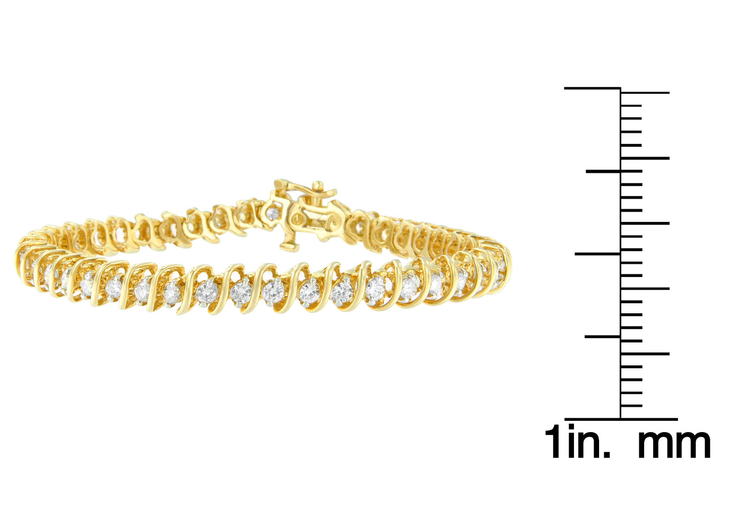 14K Yellow Gold Round Cut Diamond Spiral Link Bracelet (3.00 cttw H-I Color