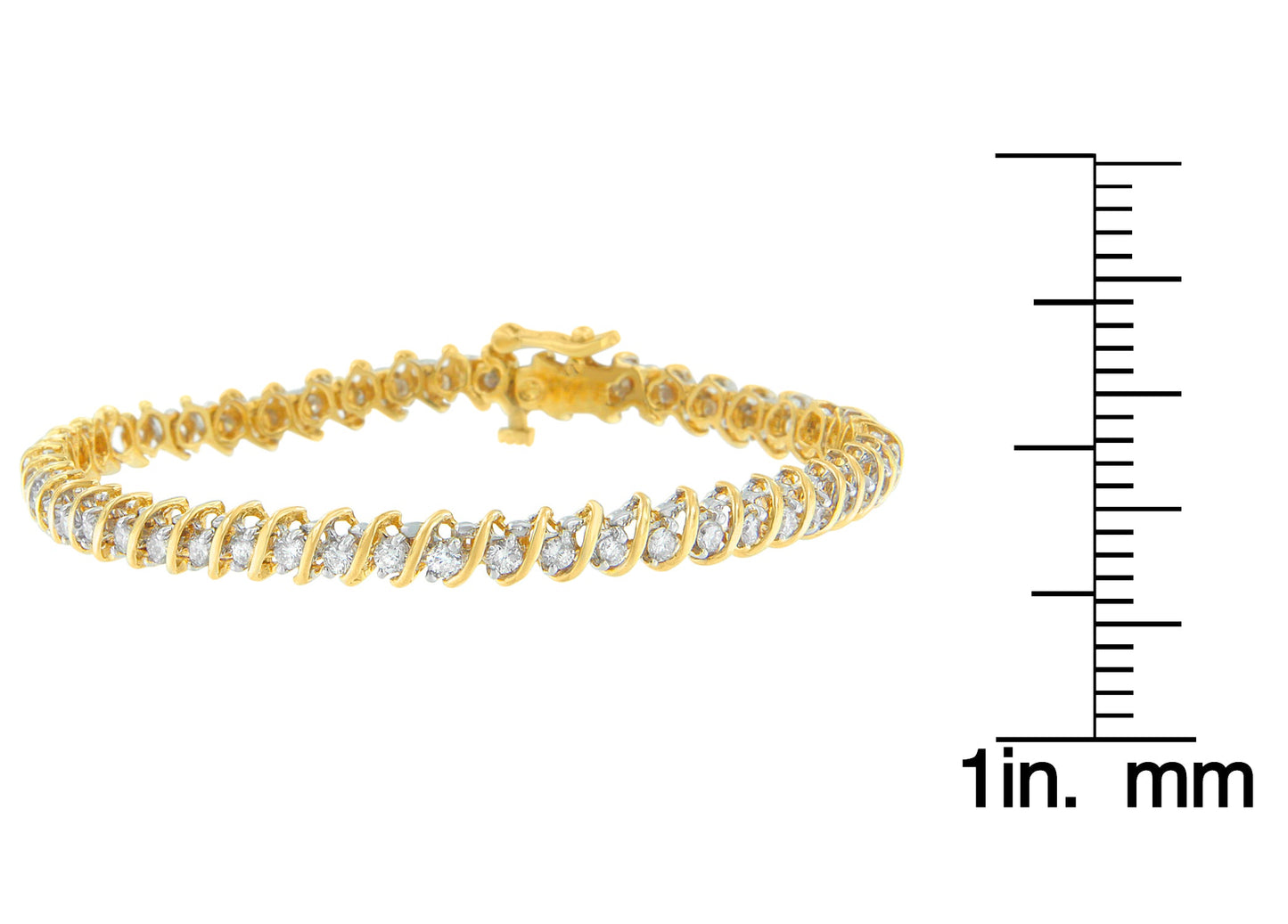 18K Yellow Gold Round Cut Diamond Spiral Link Bracelet (2.00 cttw I-J Color