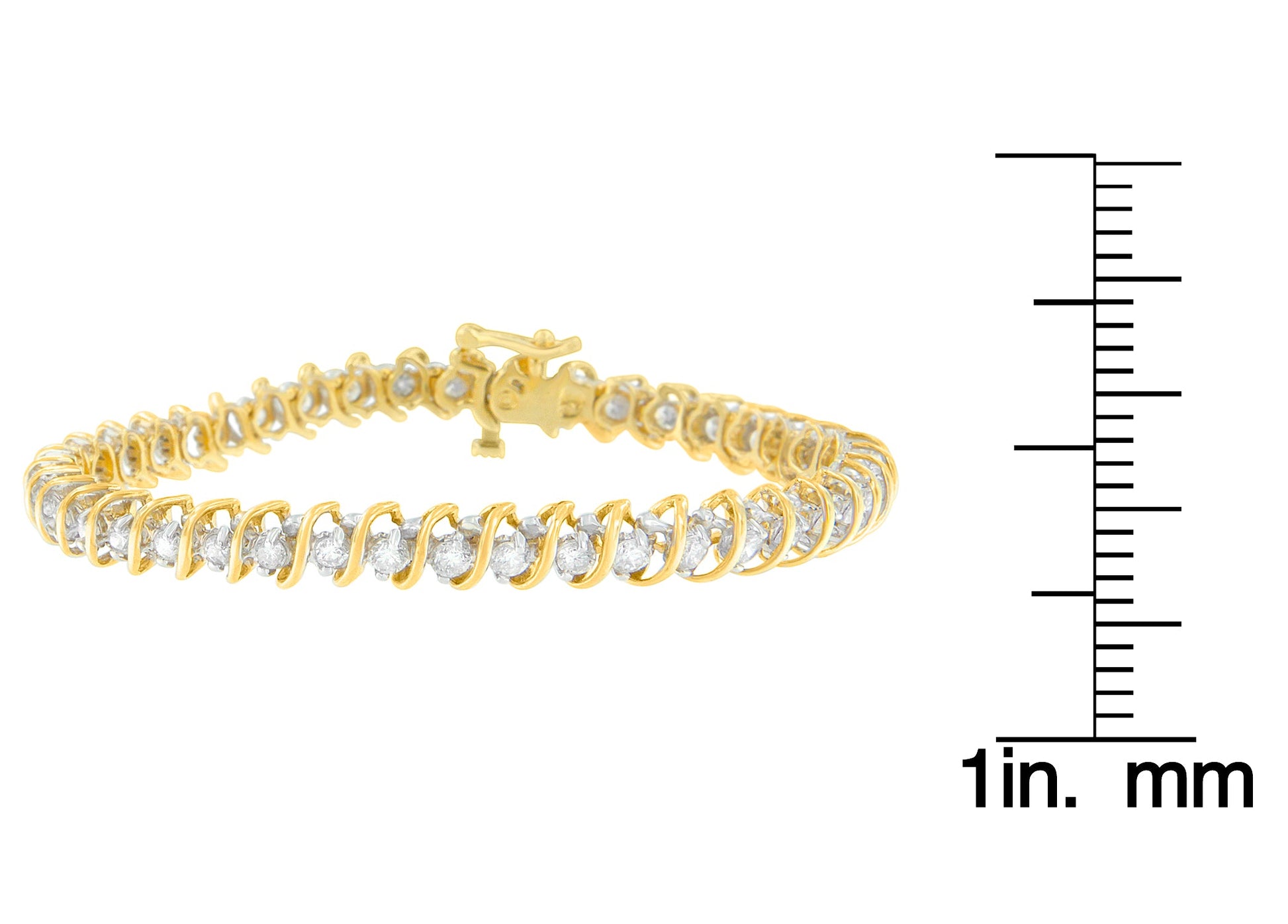 18K Yellow Gold Round Cut Diamond Tennis Bracelet (3.00 cttw I-J Color I1-I2