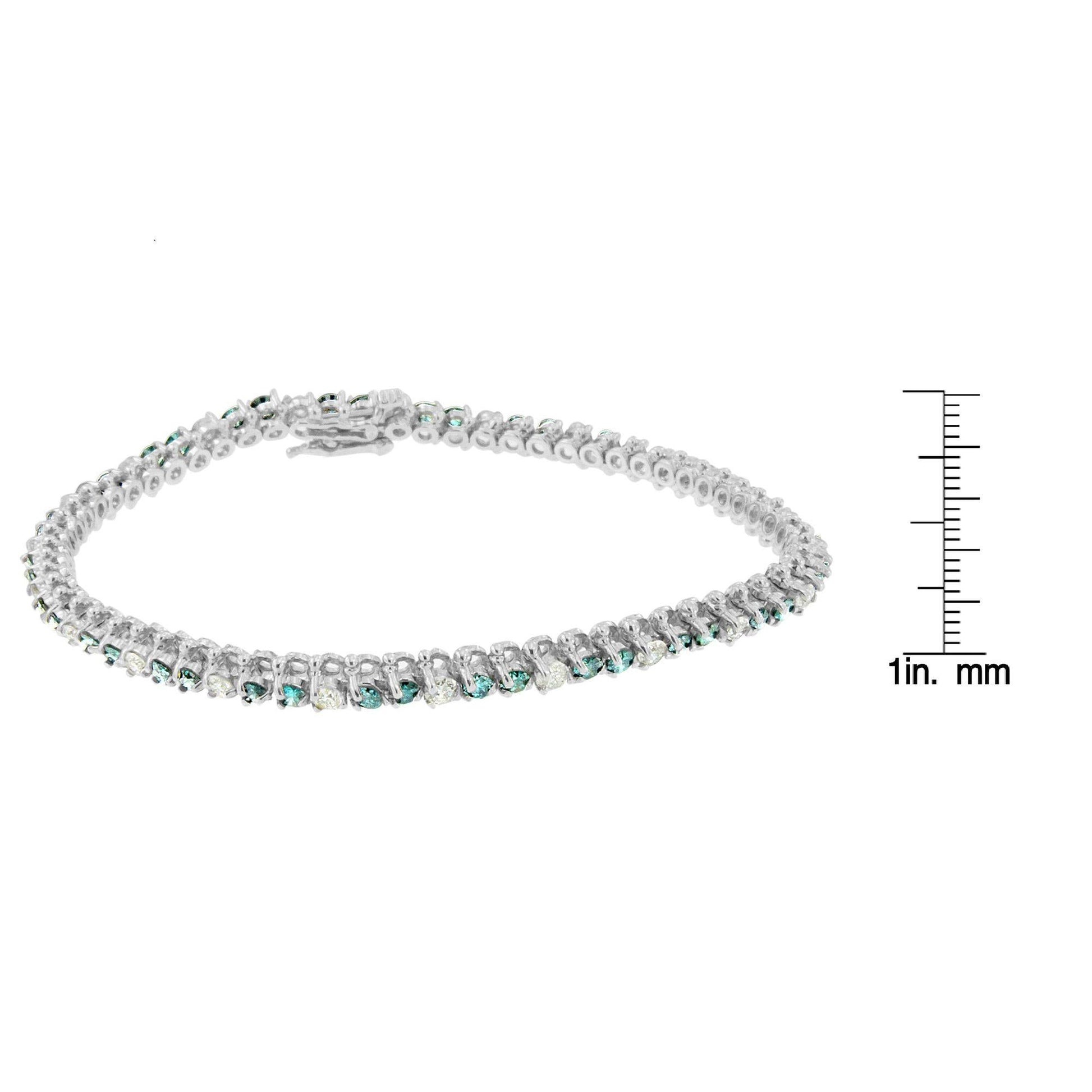 14K White Gold White And Treated Blue Diamond Bracelet (4 5/8 cttw H-I Color